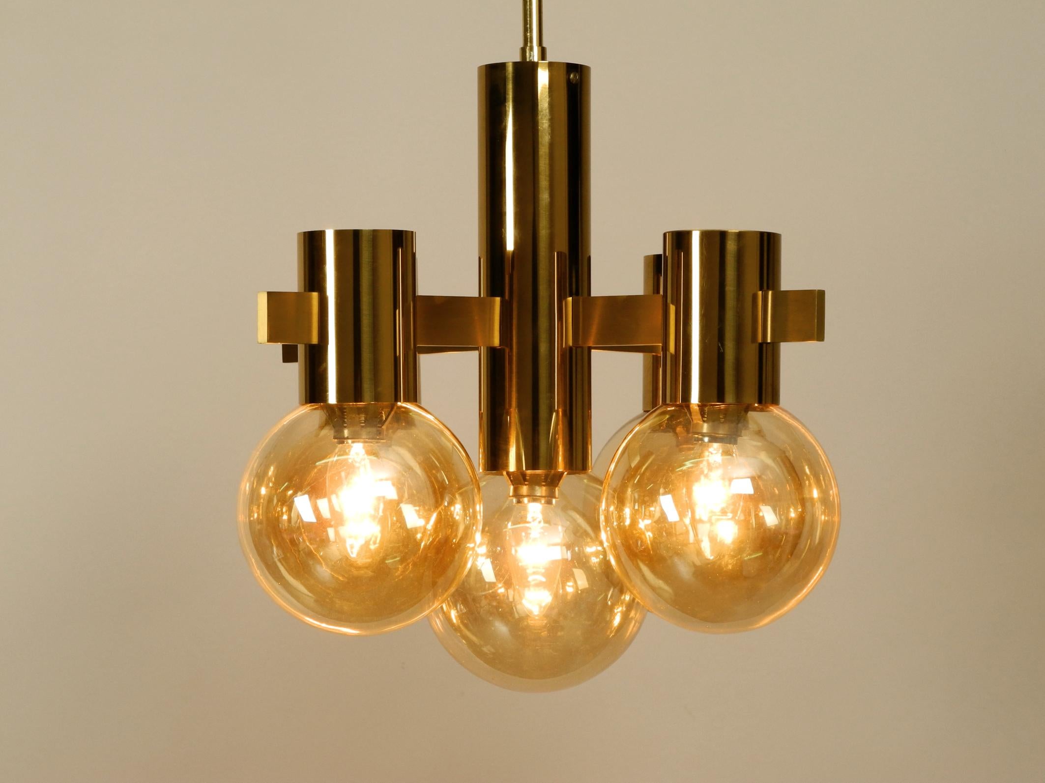 Beautiful 1960s Brass Ceiling Lamp by Hans Agne Jakobsson with 5 Glass Balls 2
