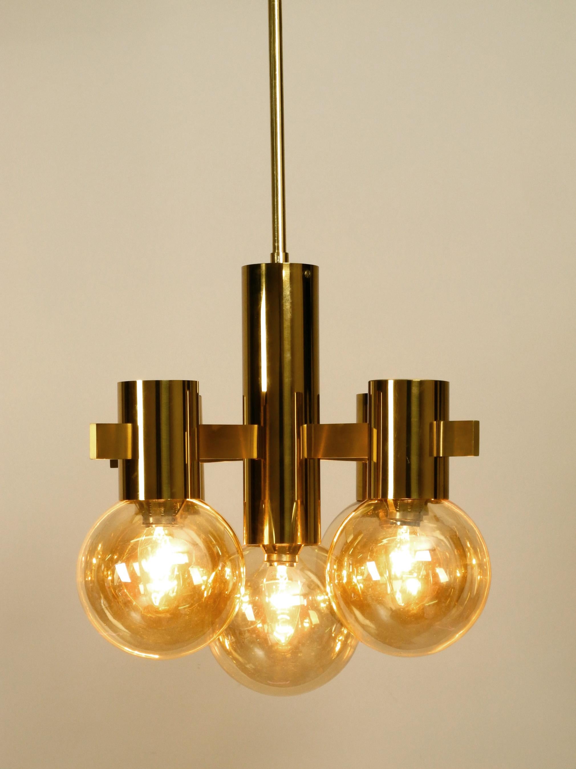Beautiful 1960s Brass Ceiling Lamp by Hans Agne Jakobsson with 5 Glass Balls 3