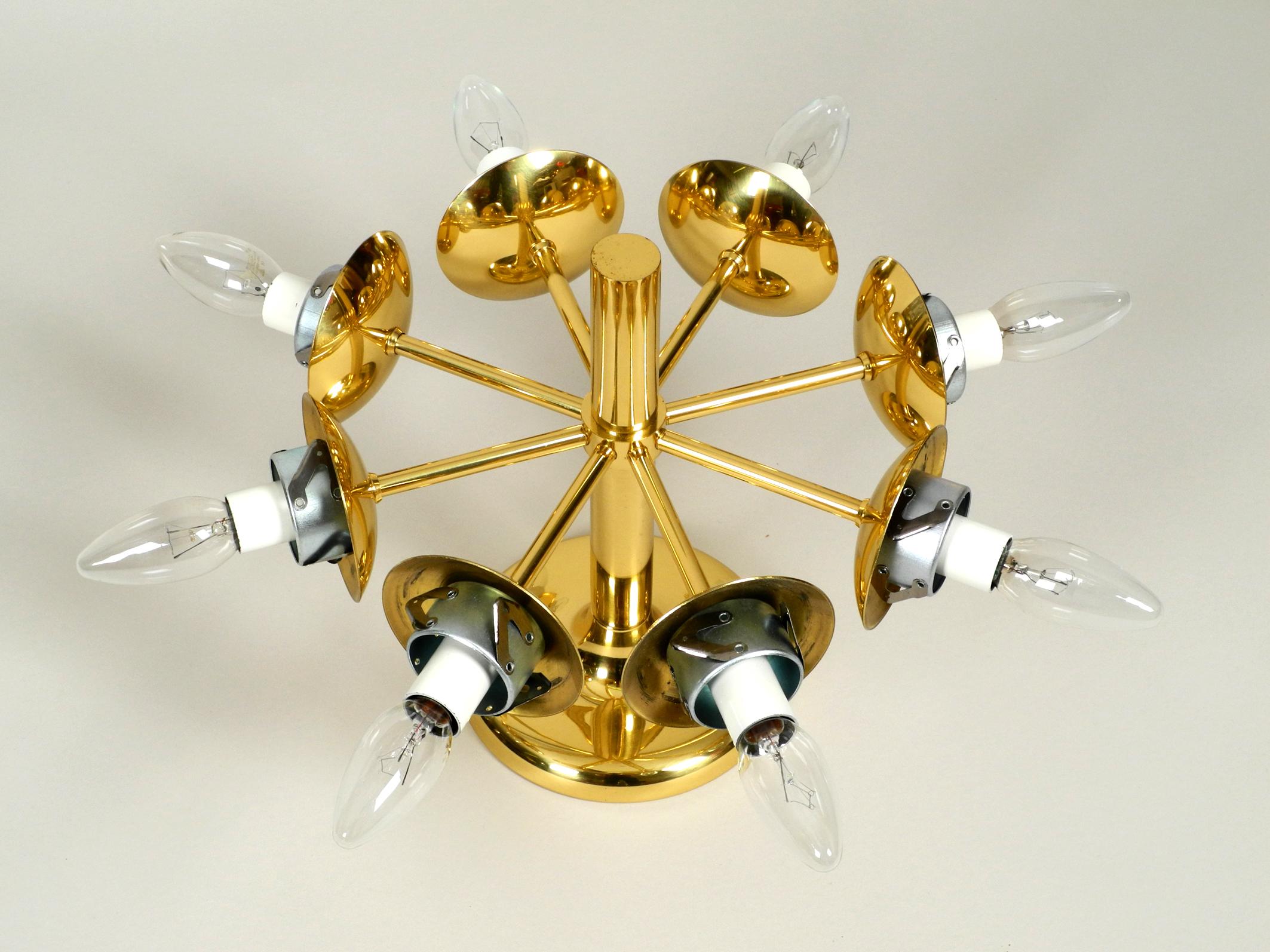 Beautiful 1960s Brass Ceiling Lamp with 8 Glass Globes by Kaiser Leuchten  3