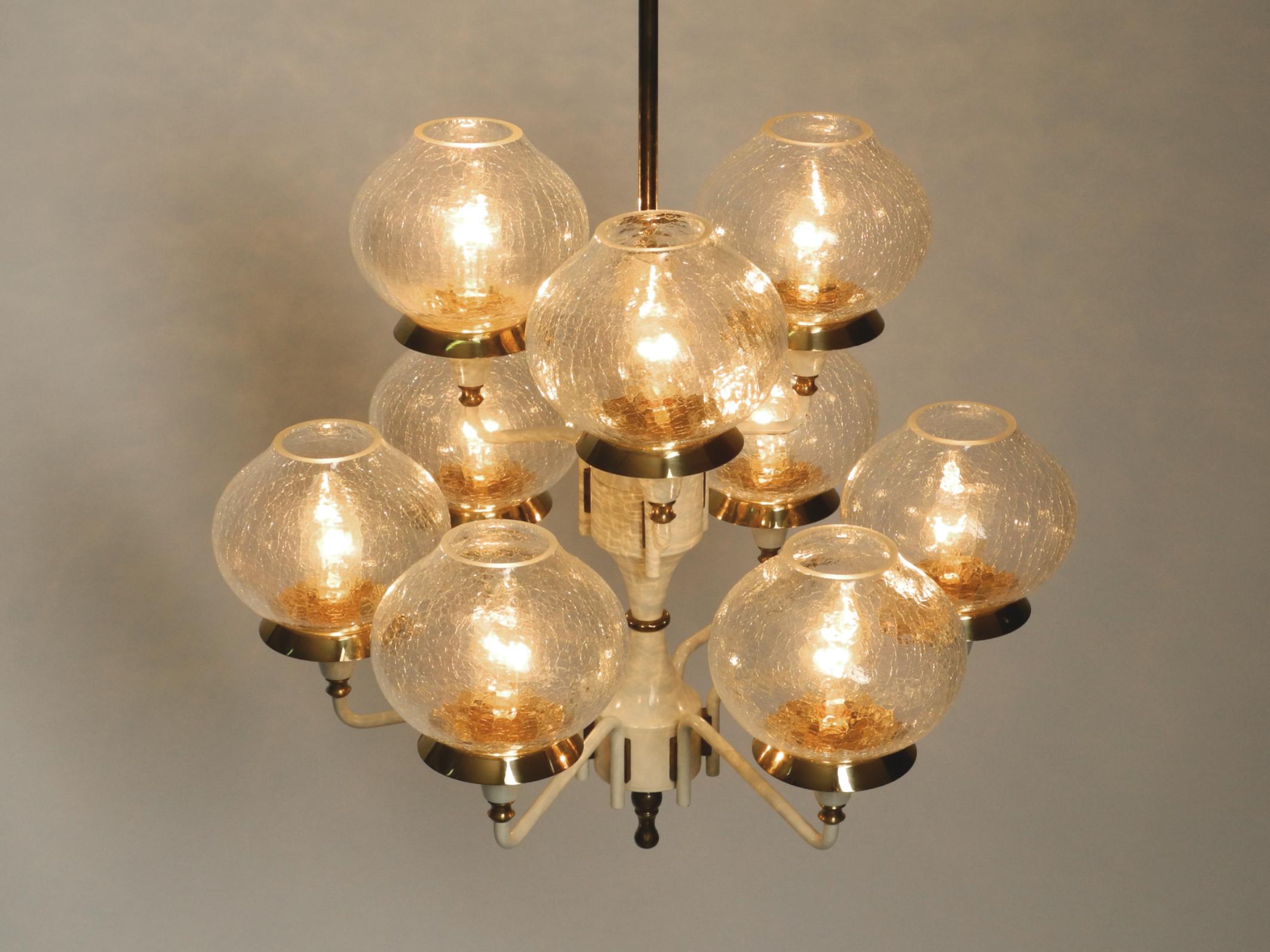 Beautiful 1960s brass glass Tulipan ceiling lamp by Hans Agne Jakobsson For Sale 13