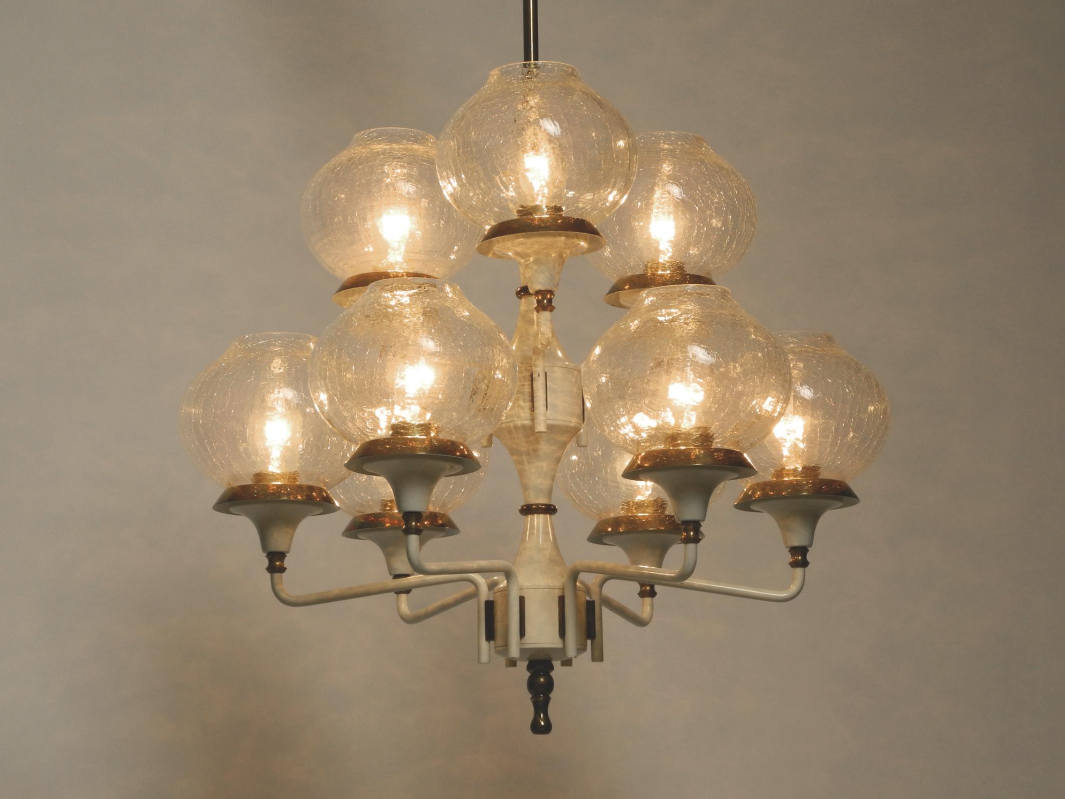 Swedish Beautiful 1960s brass glass Tulipan ceiling lamp by Hans Agne Jakobsson For Sale