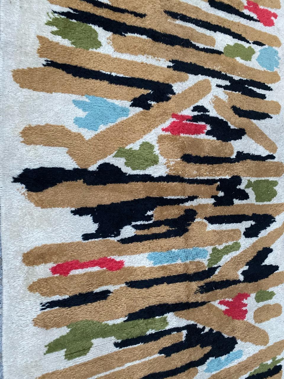 Beautiful 1960s French Hand Knotted Rug Signed Jacques Borker For Sale 1