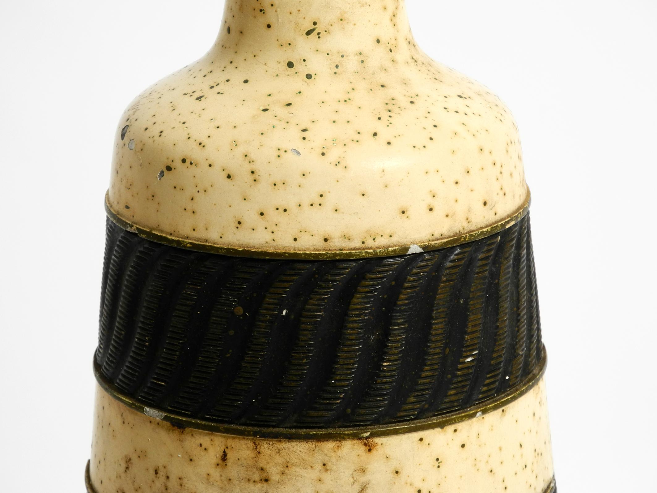 Beautiful 1960's Large Beige Black Ceramic Floor or Table Lamp from Italy 9