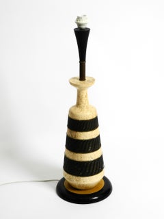 Beautiful 1960's Large Beige Black Ceramic Floor or Table Lamp from Italy