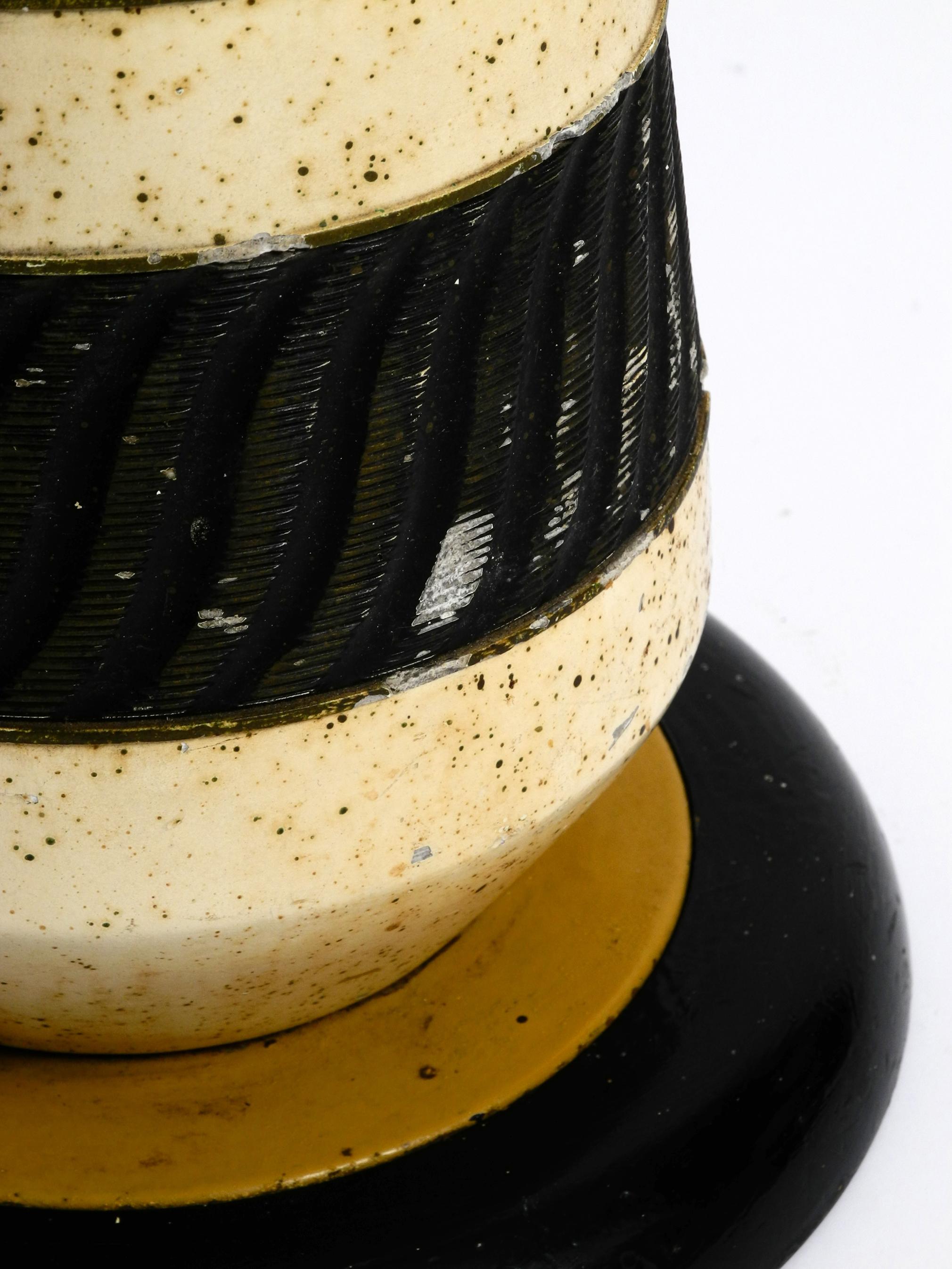 Mid-20th Century Beautiful 1960's Large Beige Black Ceramic Floor or Table Lamp from Italy