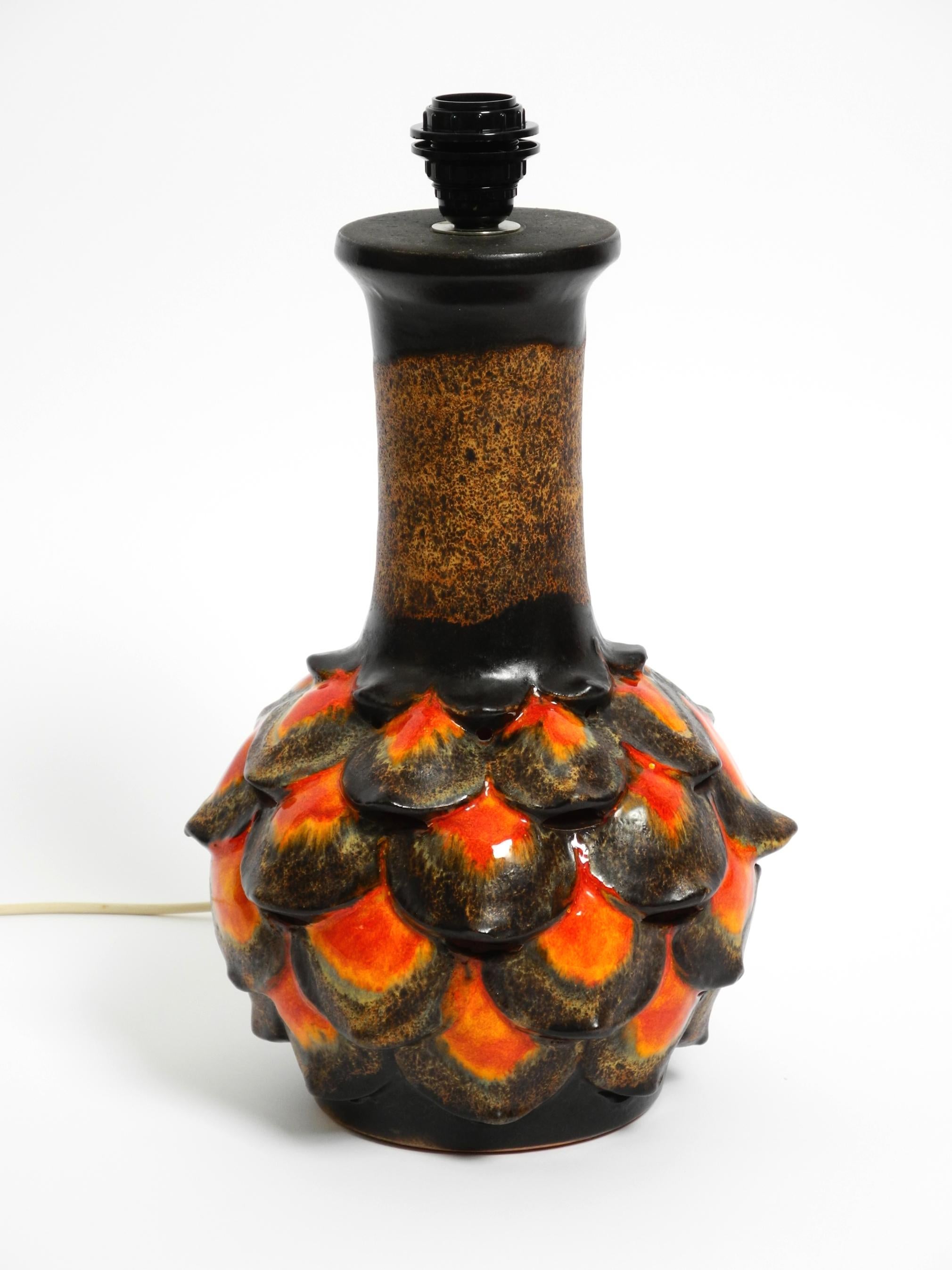 Beautiful 1960s large ceramic table lamp by Walter Gerhards for Aro Leuchten 12