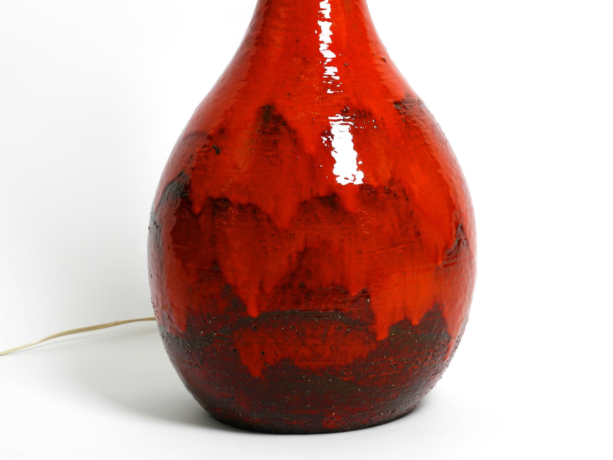 Beautiful 1960s Large Hand Painted Red Ceramic Floor Lamp For Sale 5