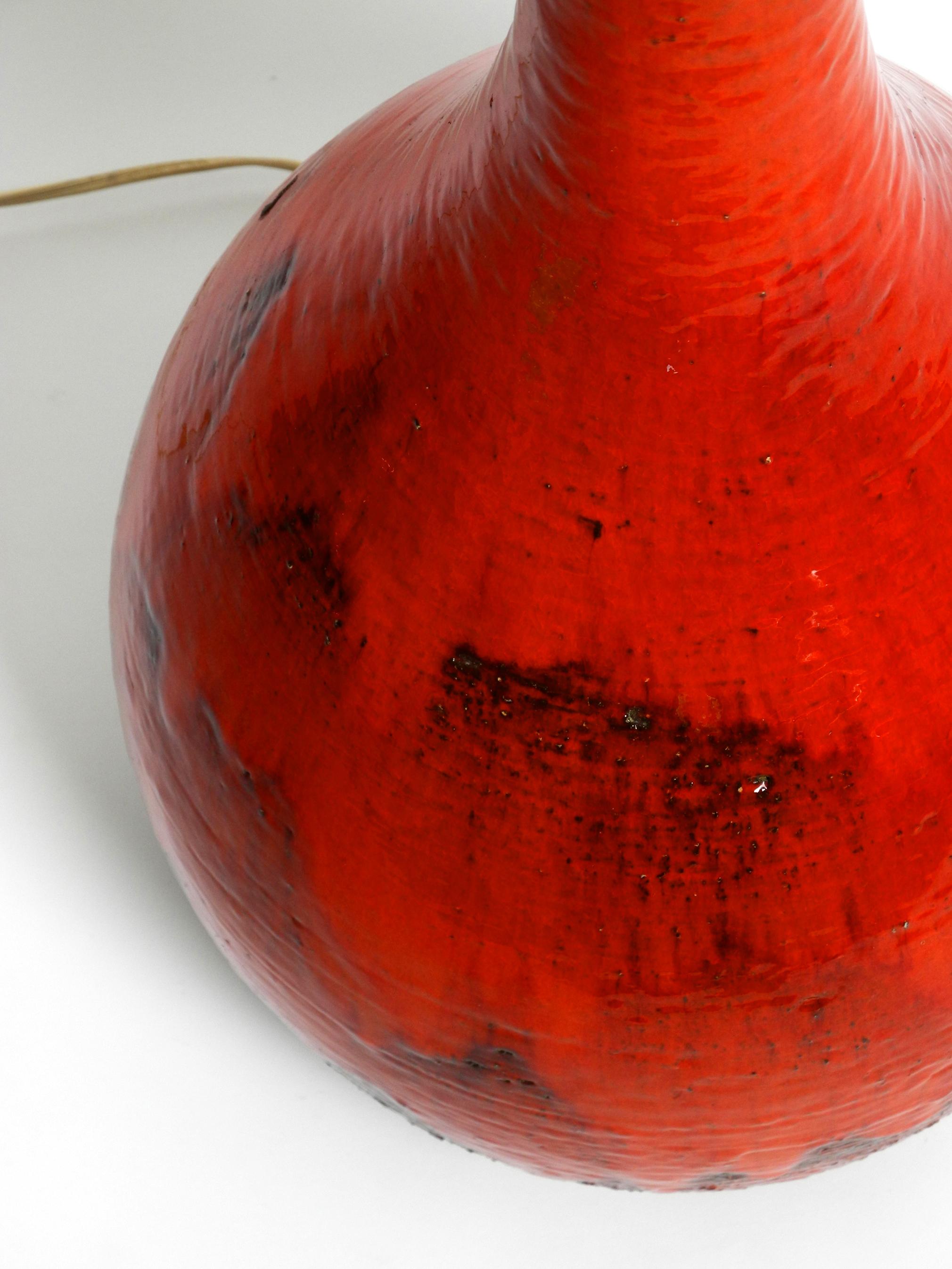 Beautiful 1960s Large Hand Painted Red Ceramic Floor Lamp For Sale 7