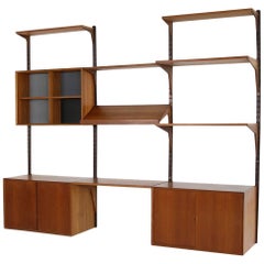 Beautiful 1960s Poul Cadovius Danish Teak Wall Unit, Shelving System by Cado 
e
