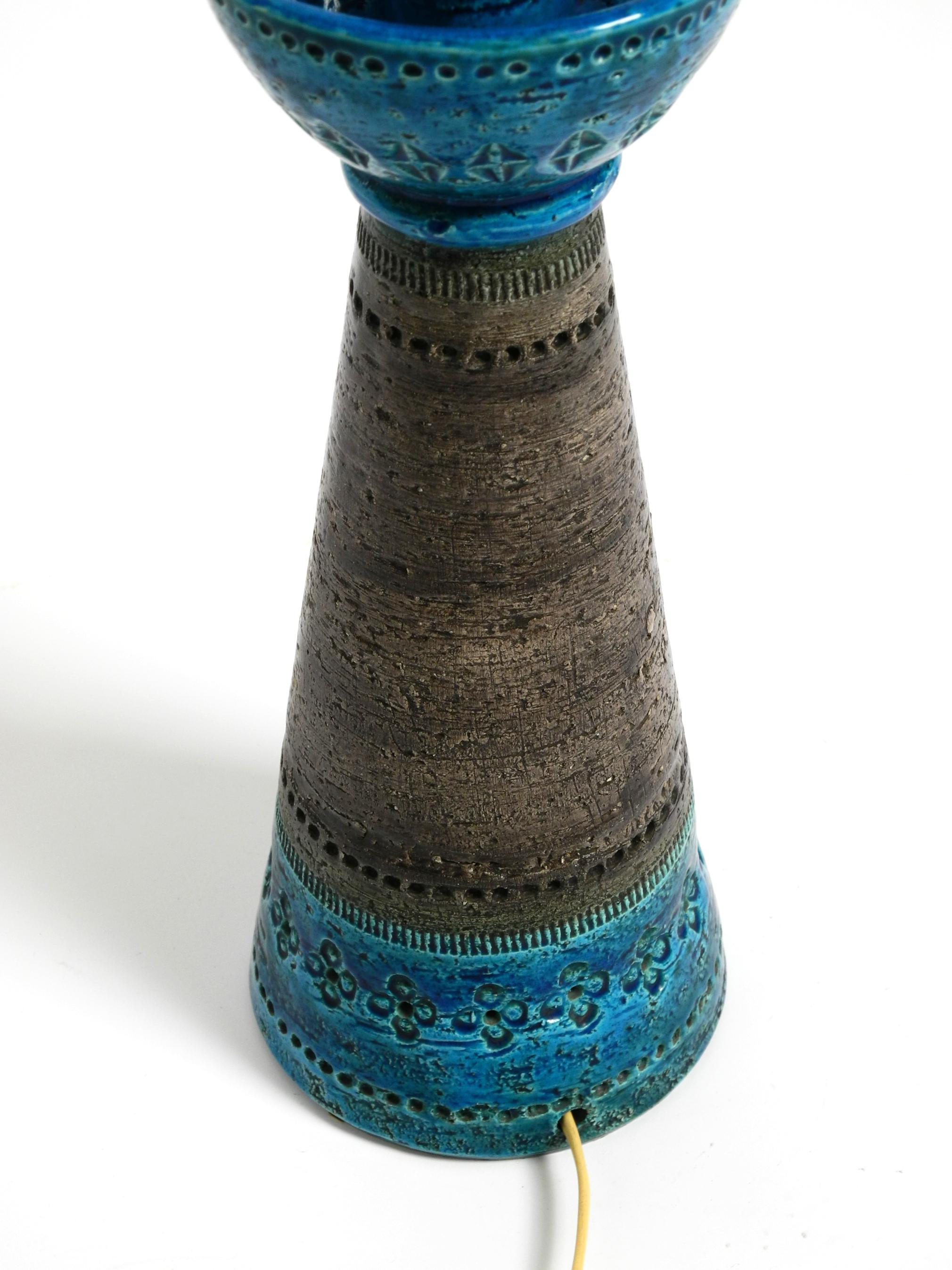 Magnifique lampe de table en céramique bleue Rimini des années 1960 par Aldo Londi pour Bitossi Italie en vente 5
