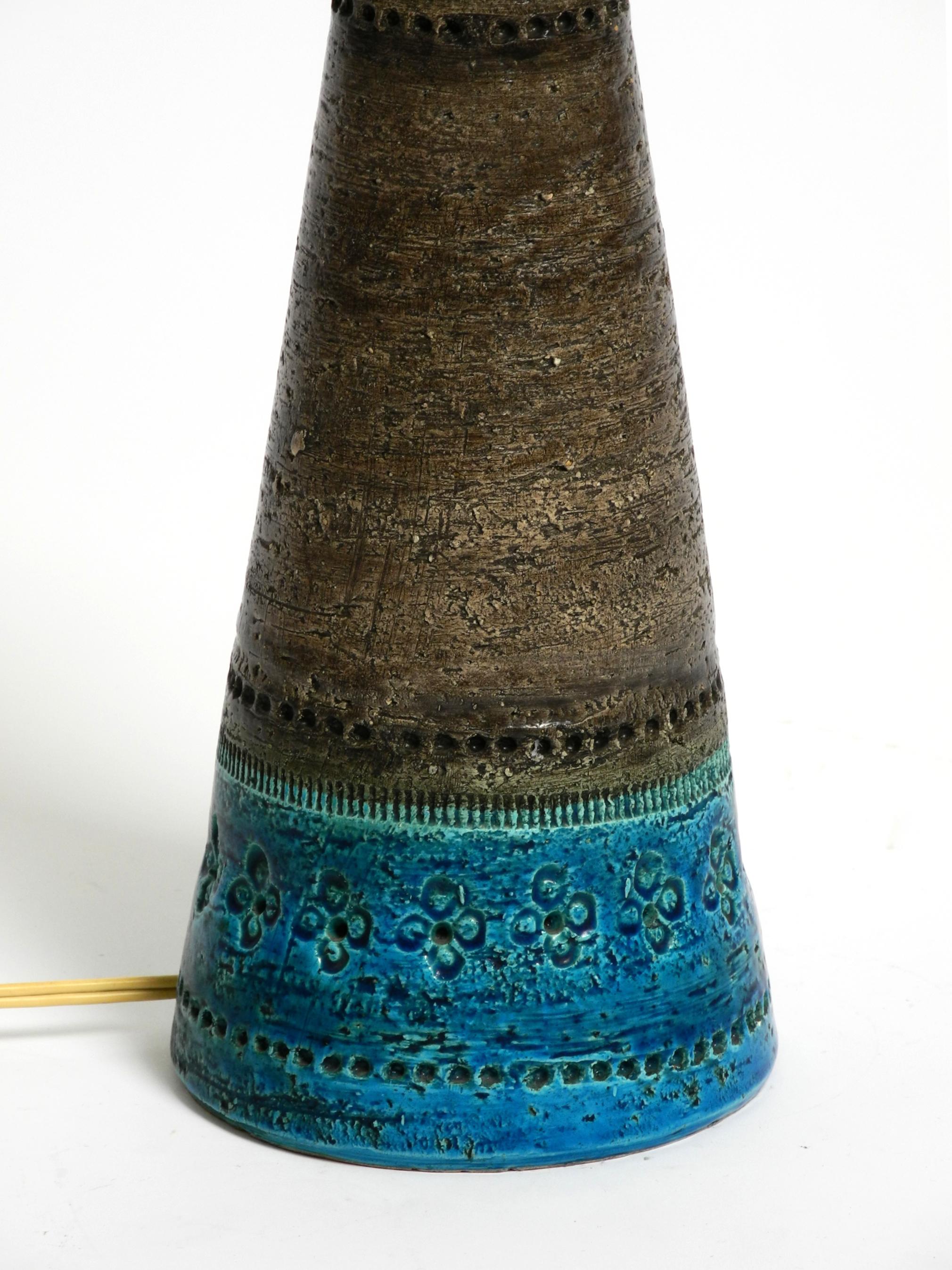 Magnifique lampe de table en céramique bleue Rimini des années 1960 par Aldo Londi pour Bitossi Italie en vente 6