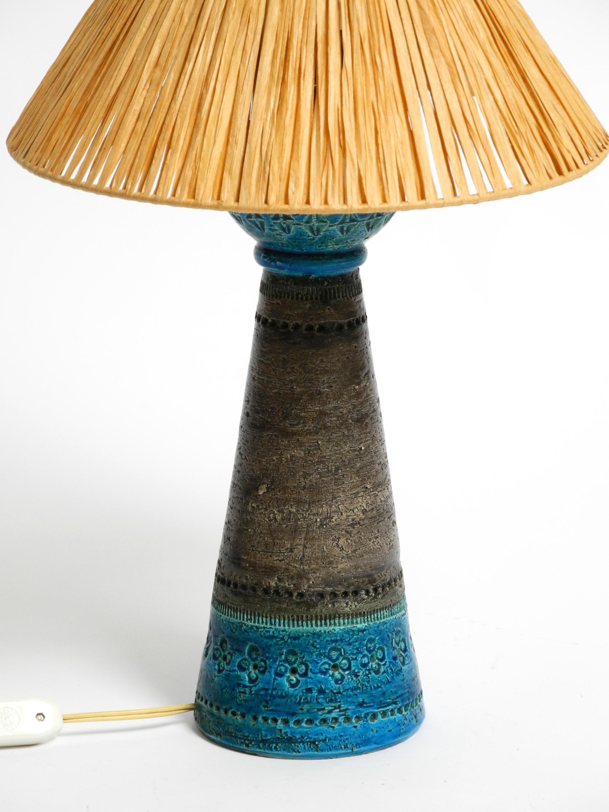 Magnifique lampe de table en céramique bleue Rimini des années 1960 par Aldo Londi pour Bitossi Italie en vente 7