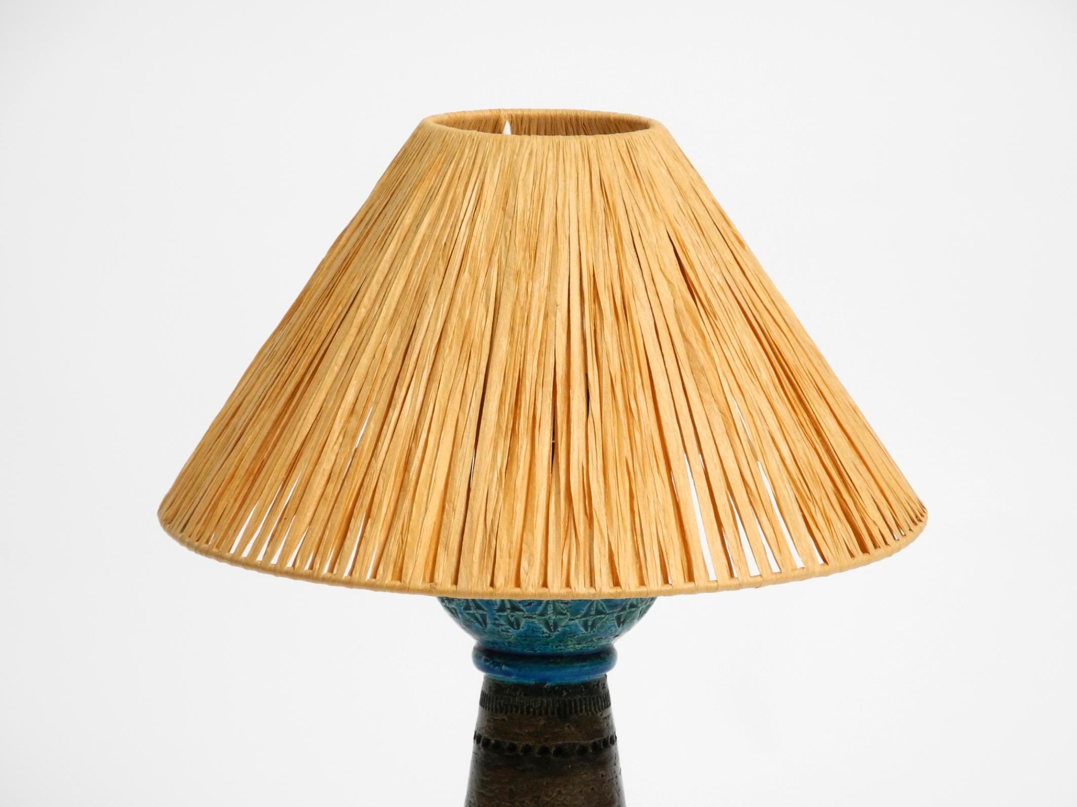 Magnifique lampe de table en céramique bleue Rimini des années 1960 par Aldo Londi pour Bitossi Italie en vente 8