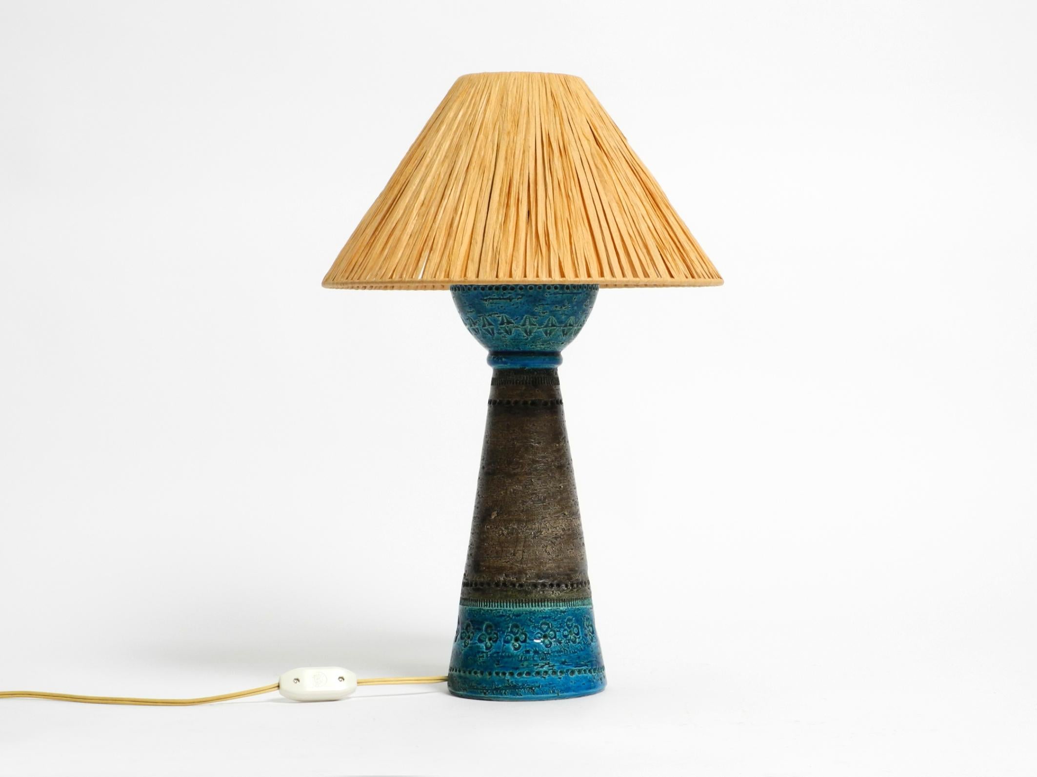 Magnifique lampe de table en céramique bleue Rimini des années 1960 par Aldo Londi pour Bitossi Italie en vente 9