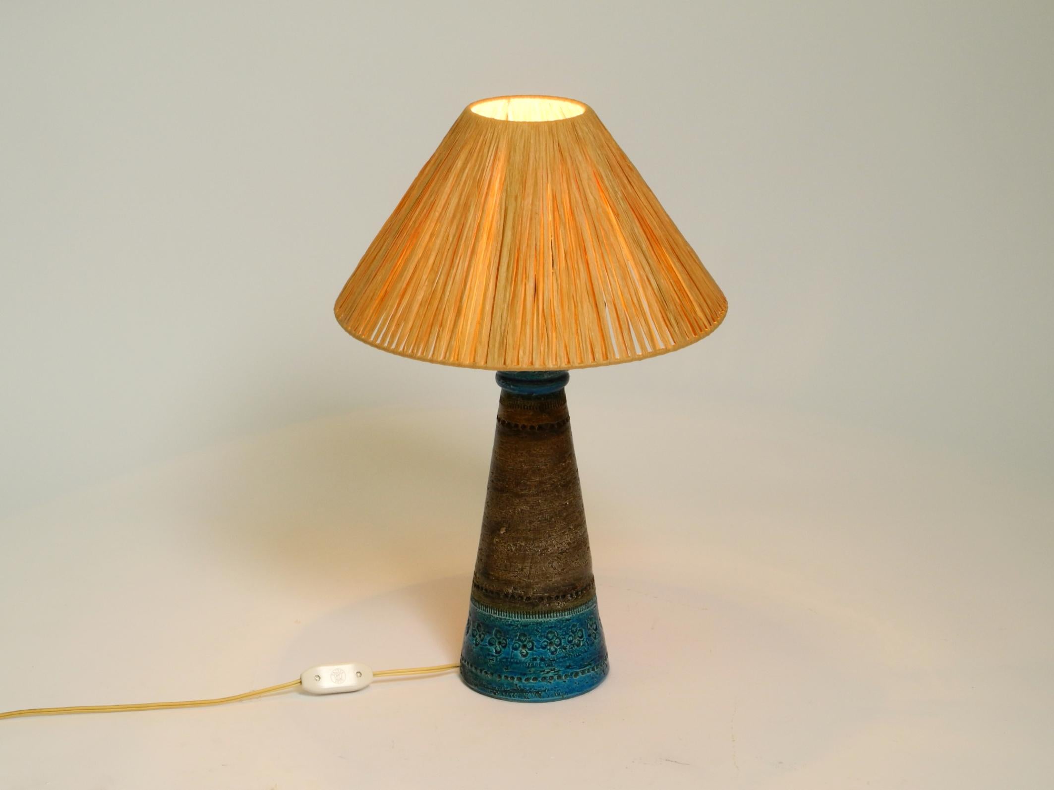 Magnifique lampe de table en céramique bleue Rimini des années 1960 par Aldo Londi pour Bitossi Italie en vente 10