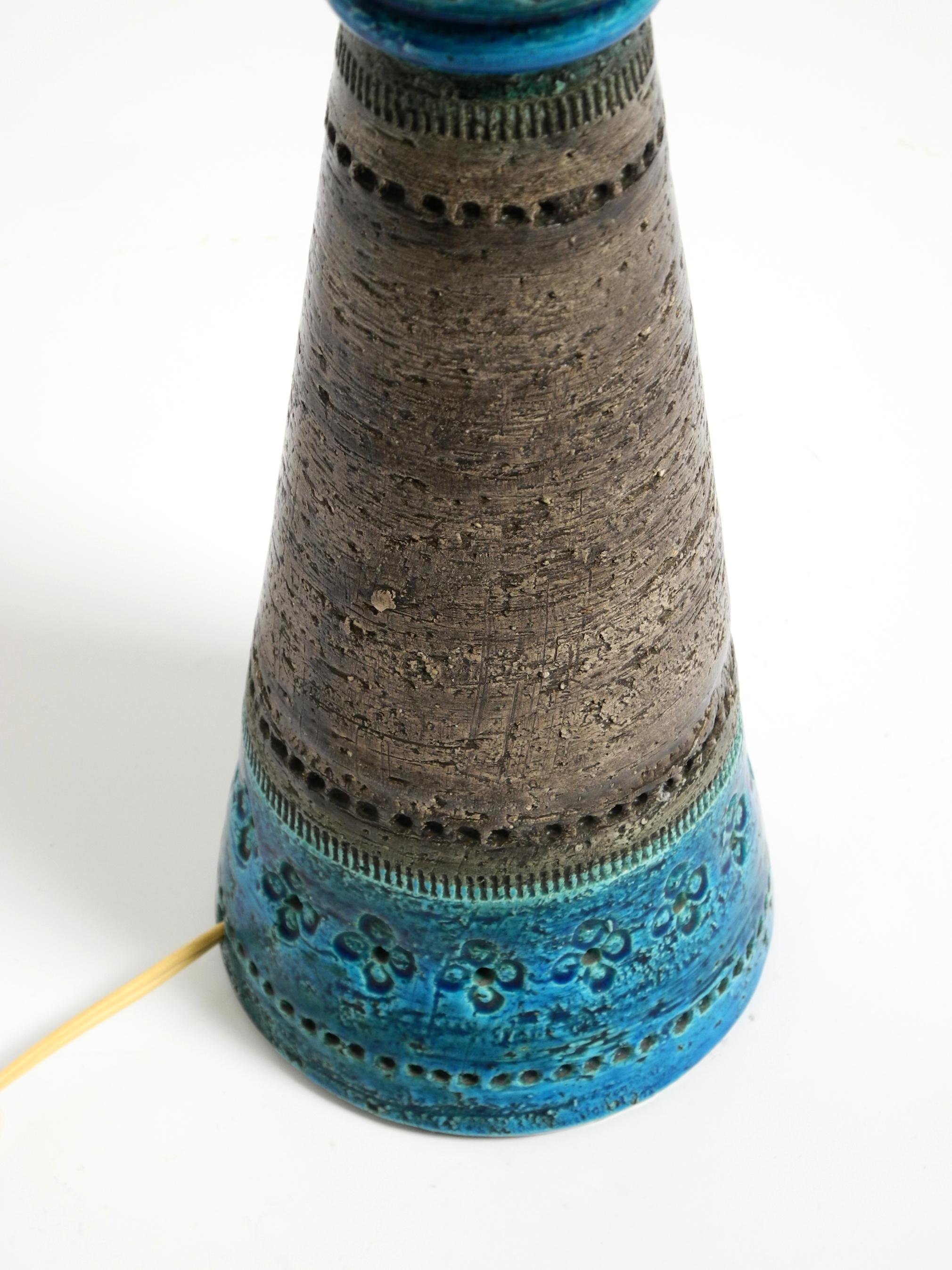 Céramique Magnifique lampe de table en céramique bleue Rimini des années 1960 par Aldo Londi pour Bitossi Italie en vente