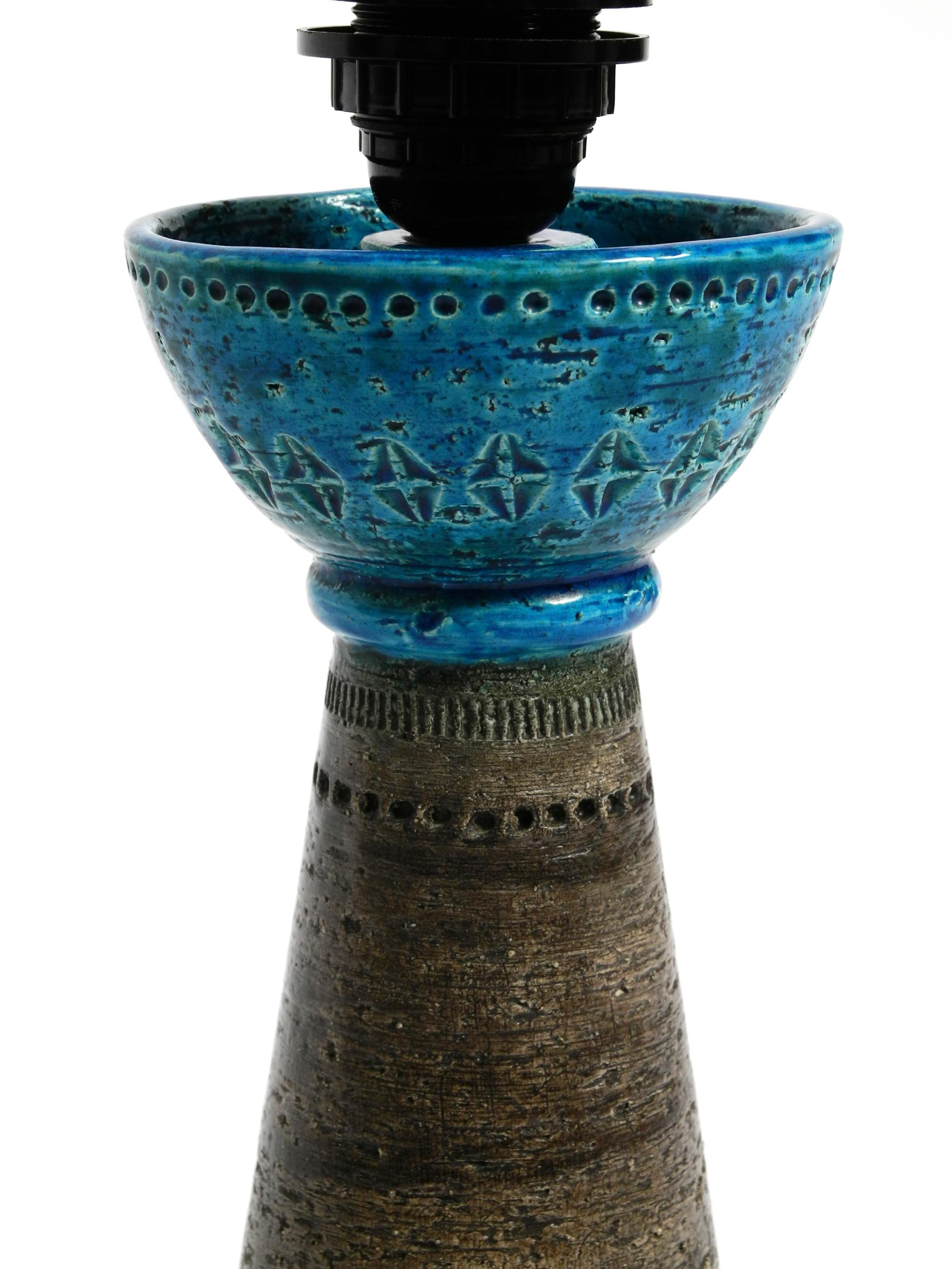 Magnifique lampe de table en céramique bleue Rimini des années 1960 par Aldo Londi pour Bitossi Italie en vente 1
