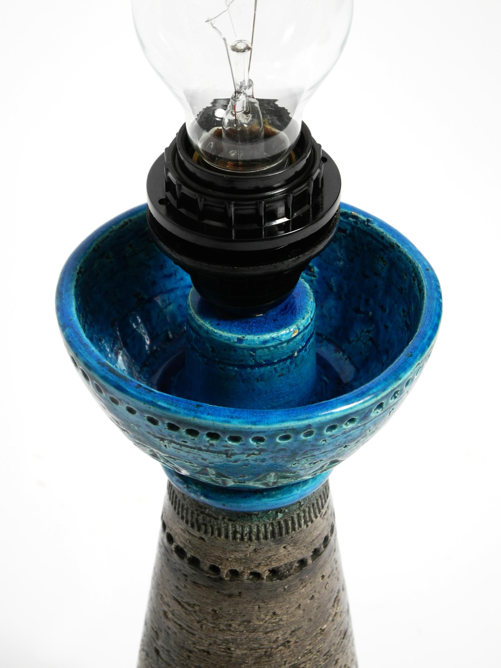 Magnifique lampe de table en céramique bleue Rimini des années 1960 par Aldo Londi pour Bitossi Italie en vente 2