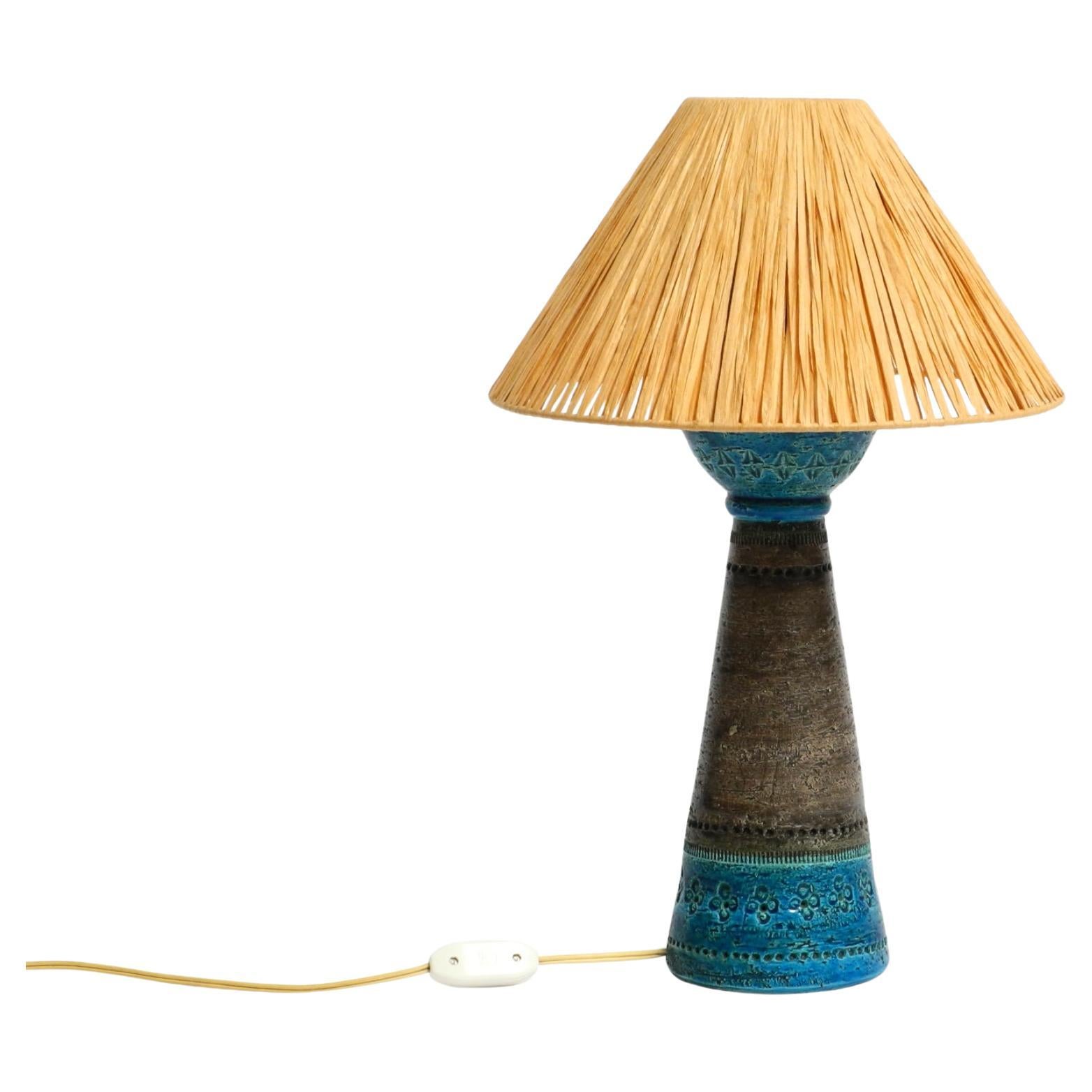 Bellissima lampada da tavolo in ceramica blu di Rimini degli anni '60 di Aldo Londi per Bitossi