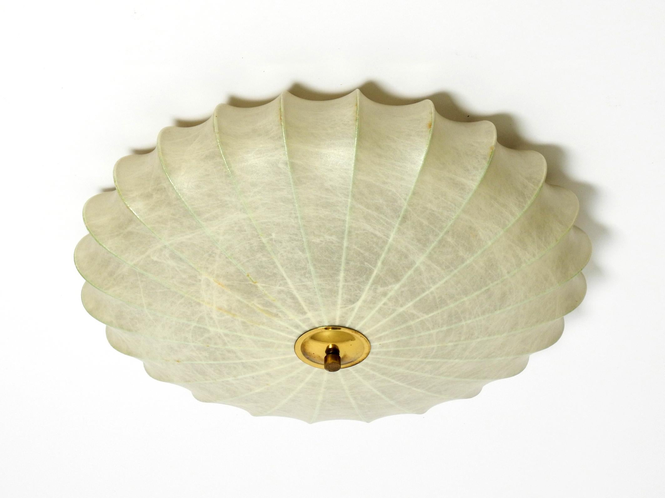 Beautiful 1960s round Cocoon ceiling lamp with metal frame 10