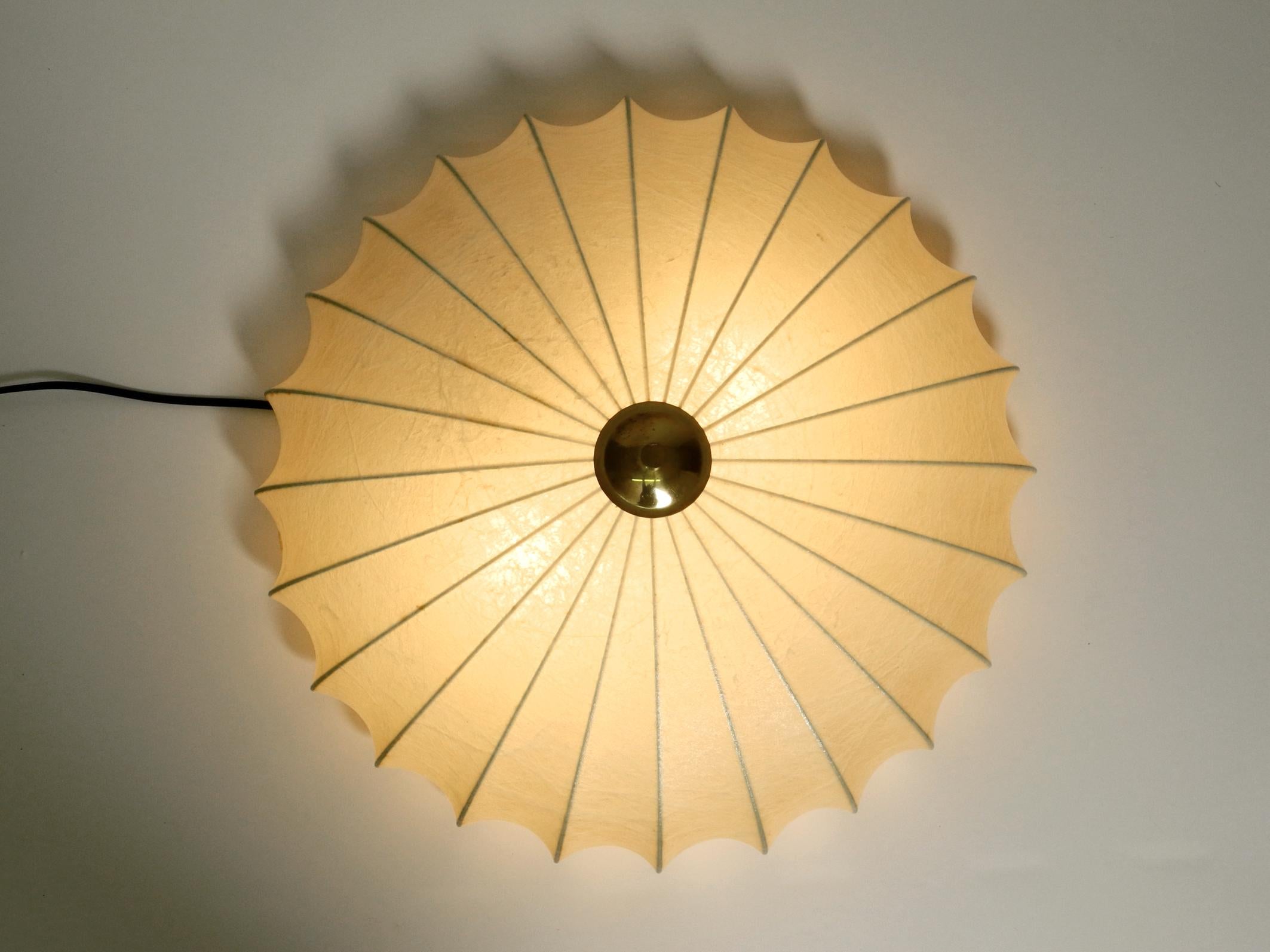 Beautiful 1960s round Cocoon ceiling lamp with metal frame For Sale 11