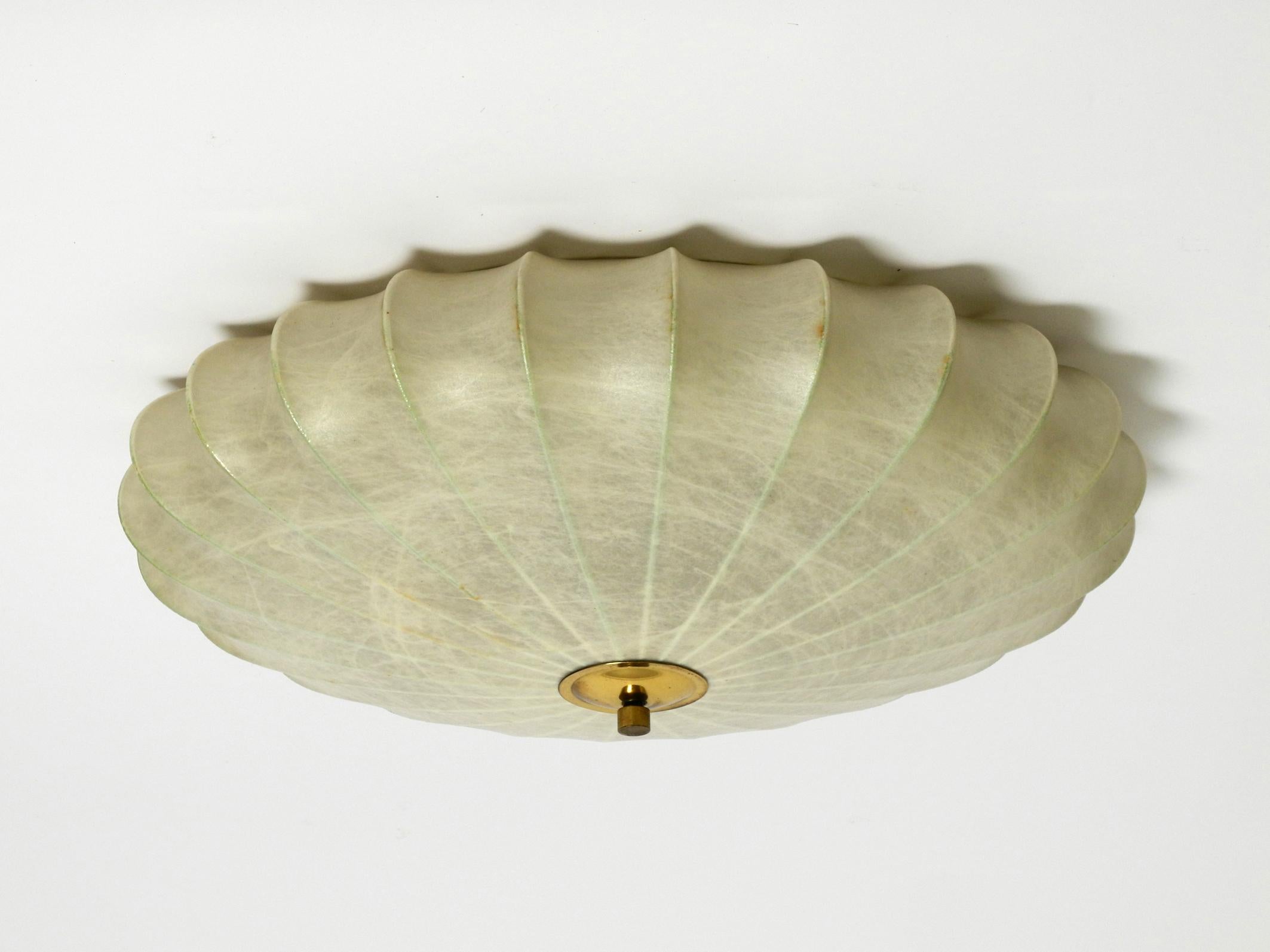 Mid-Century Modern Beautiful 1960s round Cocoon ceiling lamp with metal frame