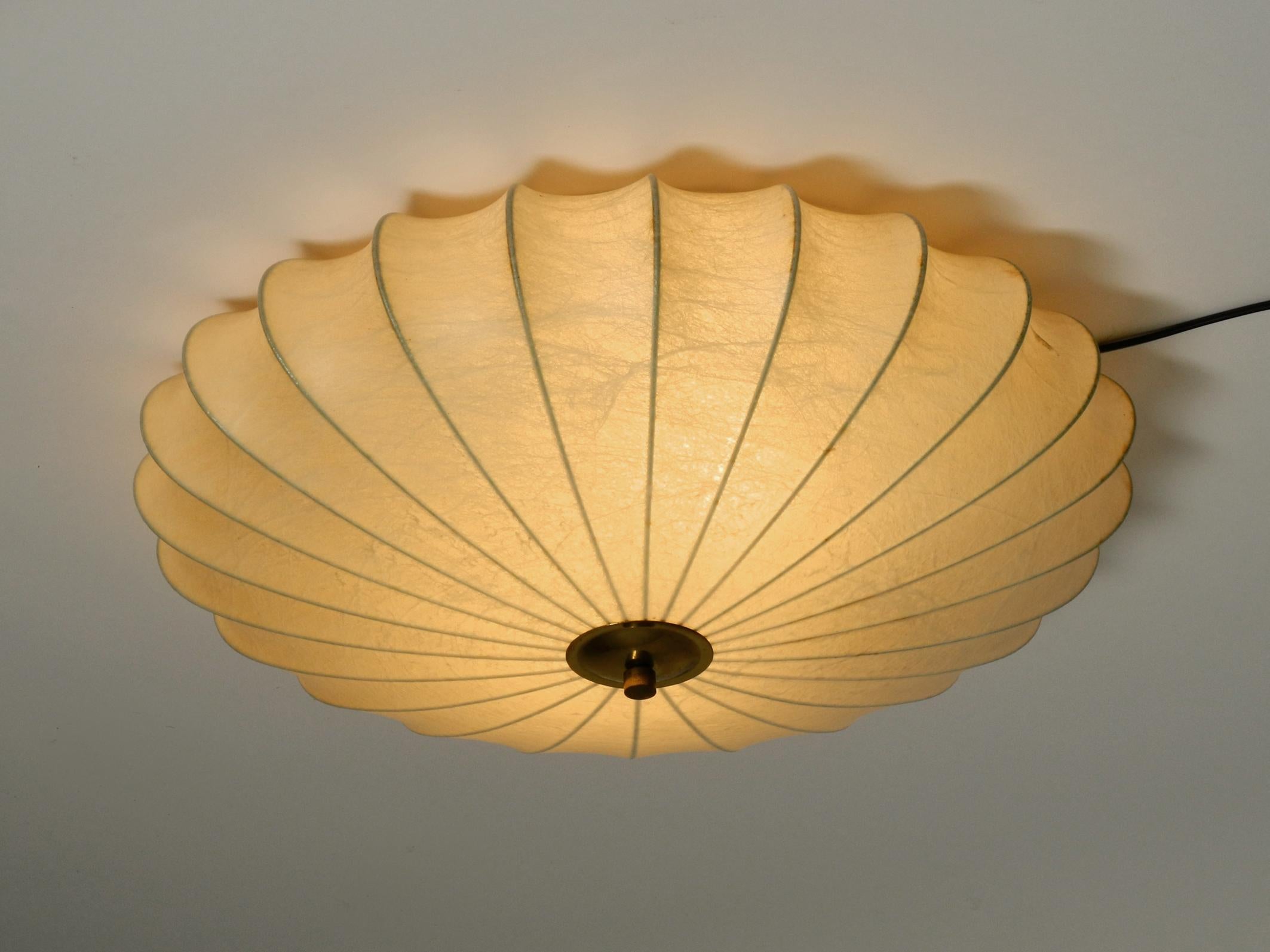 German Beautiful 1960s round Cocoon ceiling lamp with metal frame For Sale