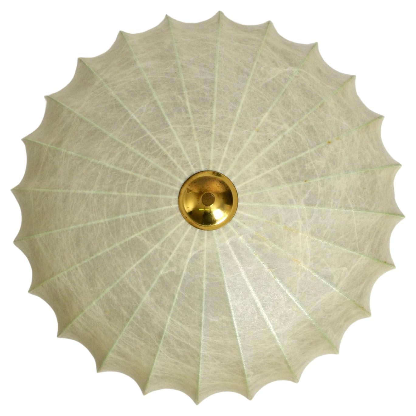 Beautiful 1960s round Cocoon ceiling lamp with metal frame For Sale