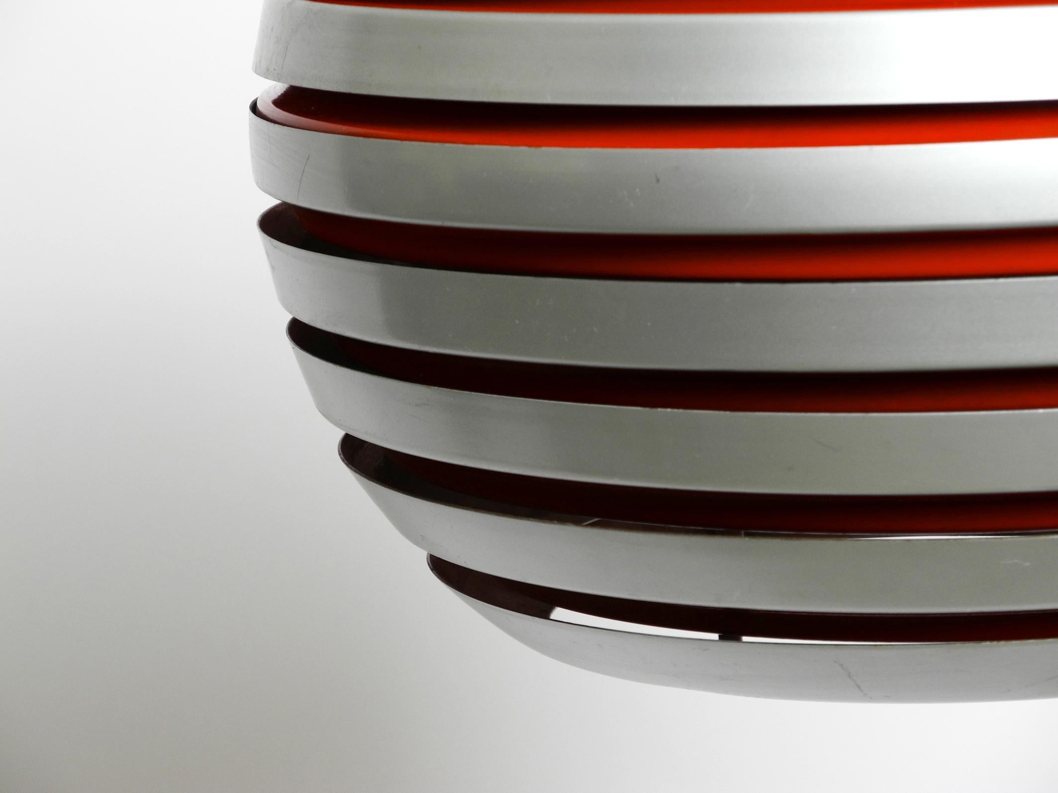 Beautiful 1960s Spherical Space Age Ceiling Lamp with Slats Made of Heavy Metal For Sale 9