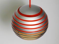 Wunderschöne kugelförmige Space Age-Deckenlampe aus den 1960er Jahren mit Lamellen aus schwerem Metall