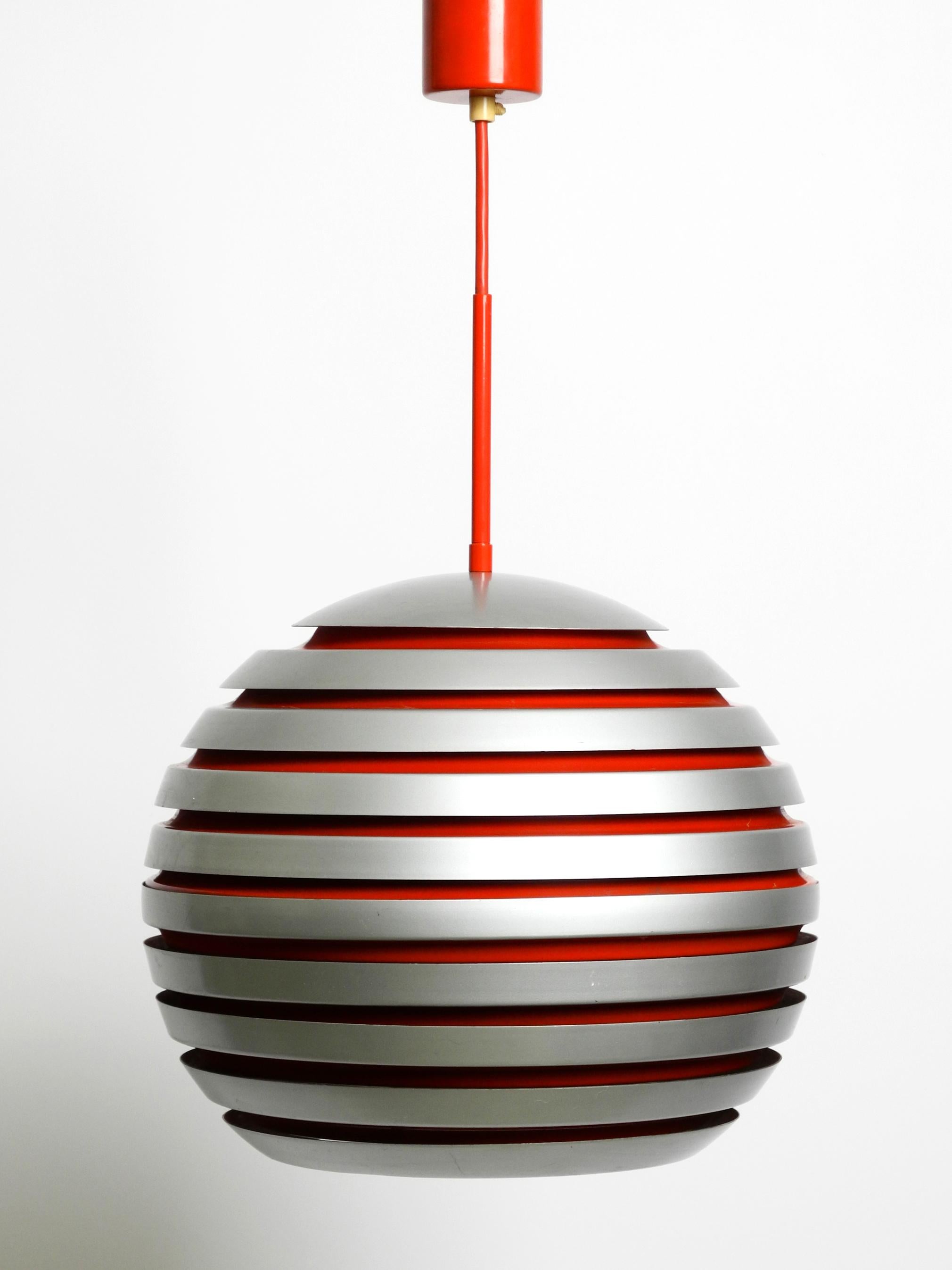 European Beautiful 1960s Spherical Space Age Ceiling Lamp with Slats Made of Heavy Metal For Sale