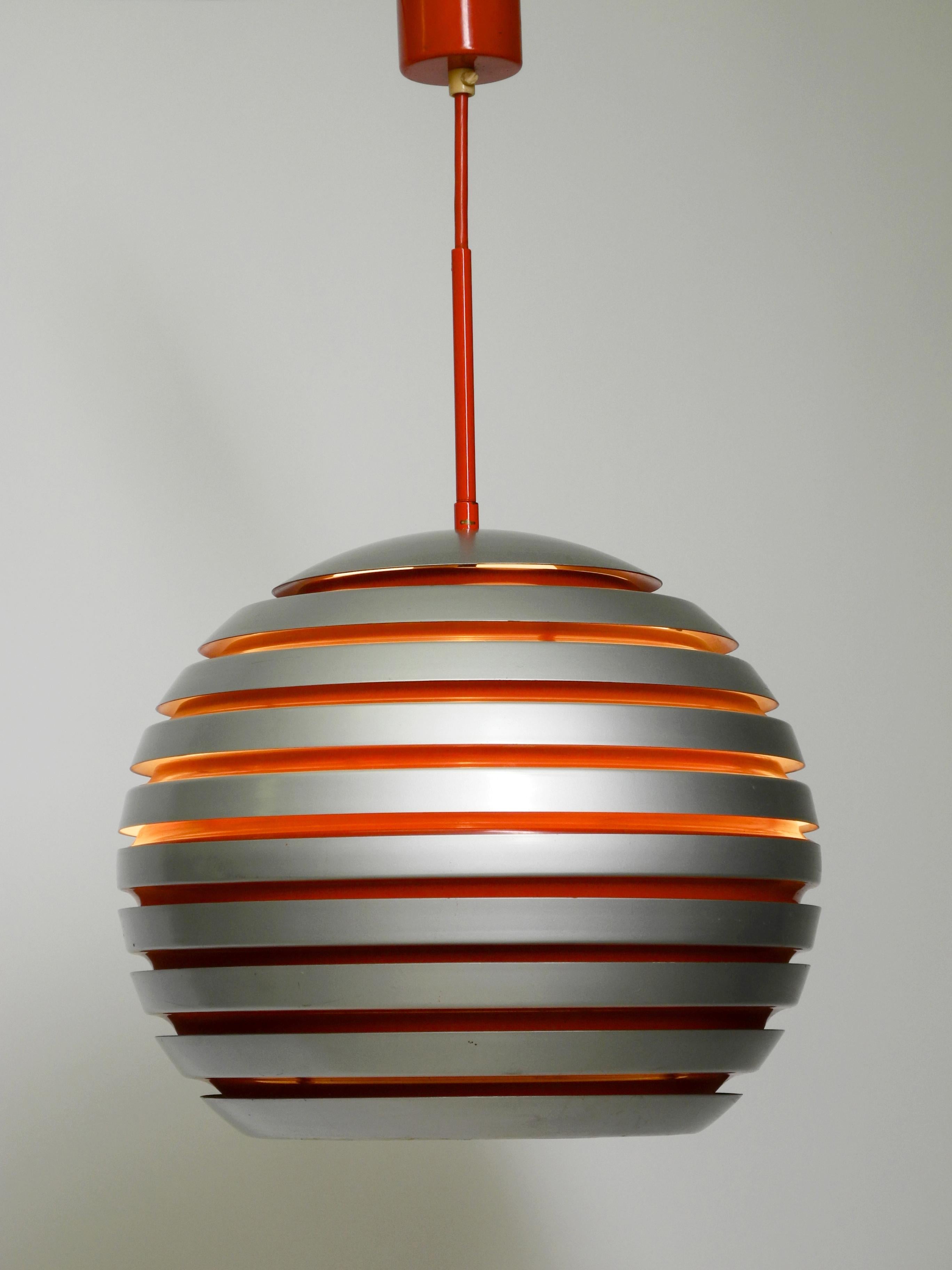 Beautiful 1960s Spherical Space Age Ceiling Lamp with Slats Made of Heavy Metal In Good Condition For Sale In München, DE