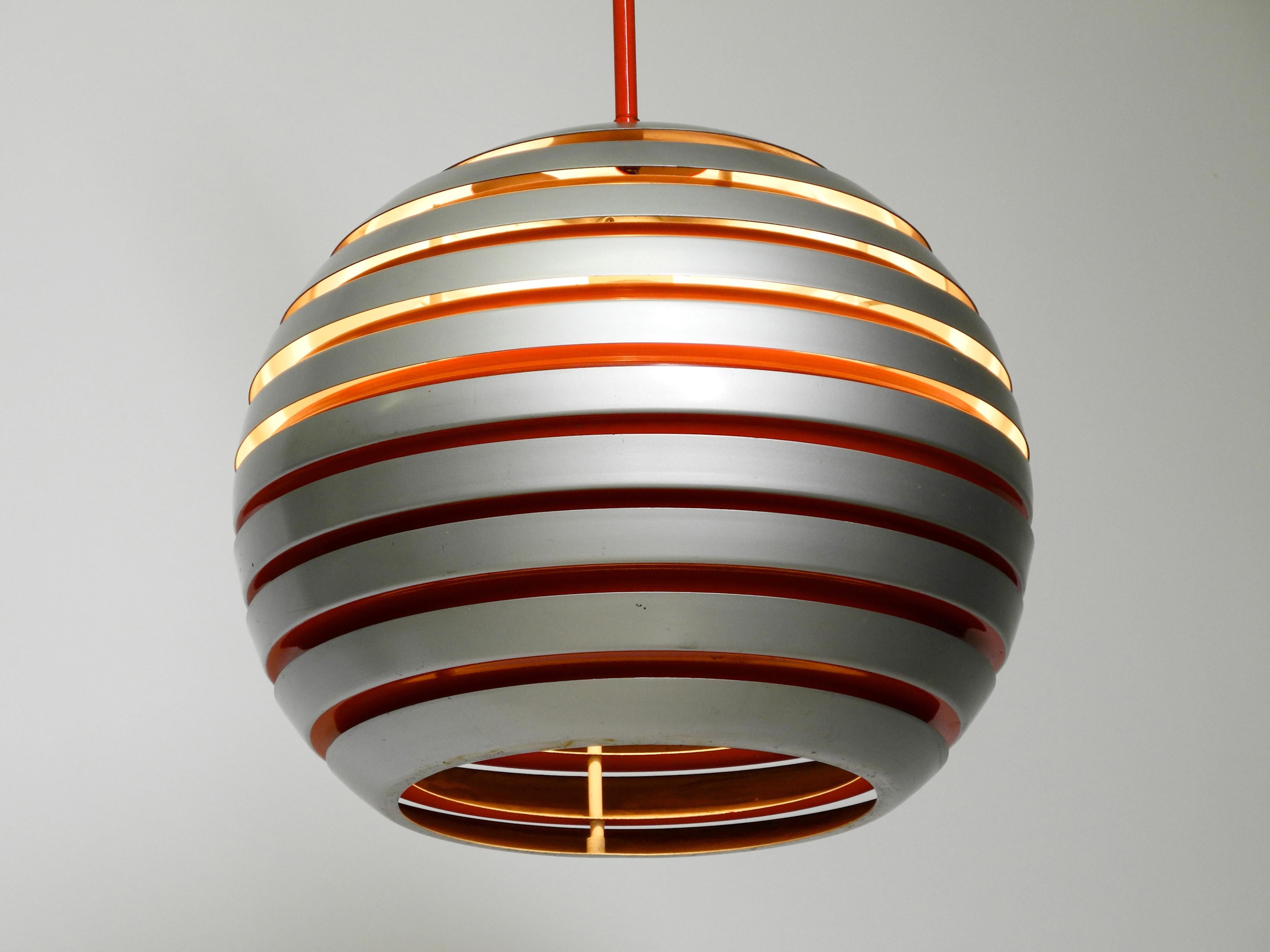 Mid-20th Century Beautiful 1960s Spherical Space Age Ceiling Lamp with Slats Made of Heavy Metal For Sale