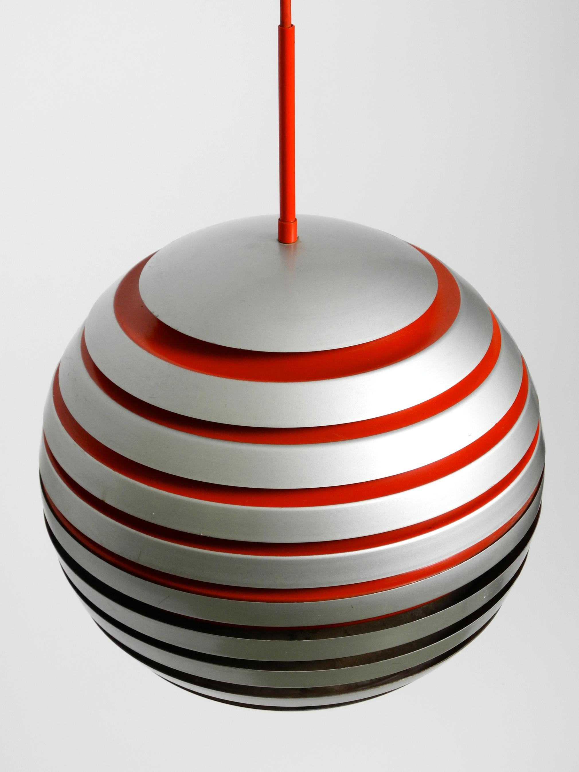 Beautiful 1960s Spherical Space Age Ceiling Lamp with Slats Made of Heavy Metal For Sale 1
