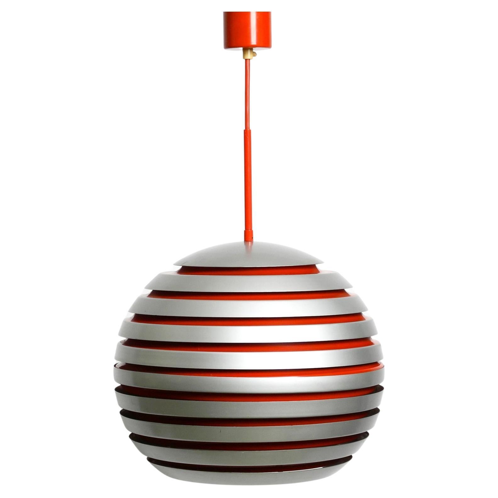 Beautiful 1960s Spherical Space Age Ceiling Lamp with Slats Made of Heavy Metal For Sale