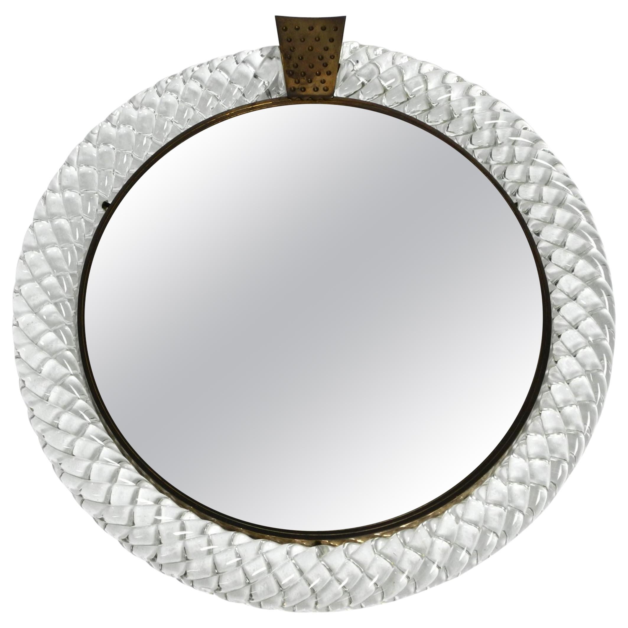 Beautiful 1960s Wall Mirror with Heavy Murano Glass Frame by Barovier & Toso