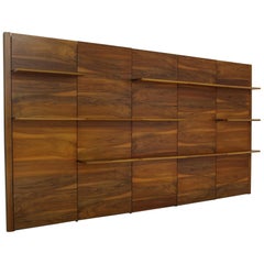 Beautiful 1960s Walnut Wall Unit, Modular Shelving, Shelf, Germany, Midcentury