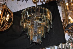 Magnifique lampe en verre et miroir de 1970 par Luminaire