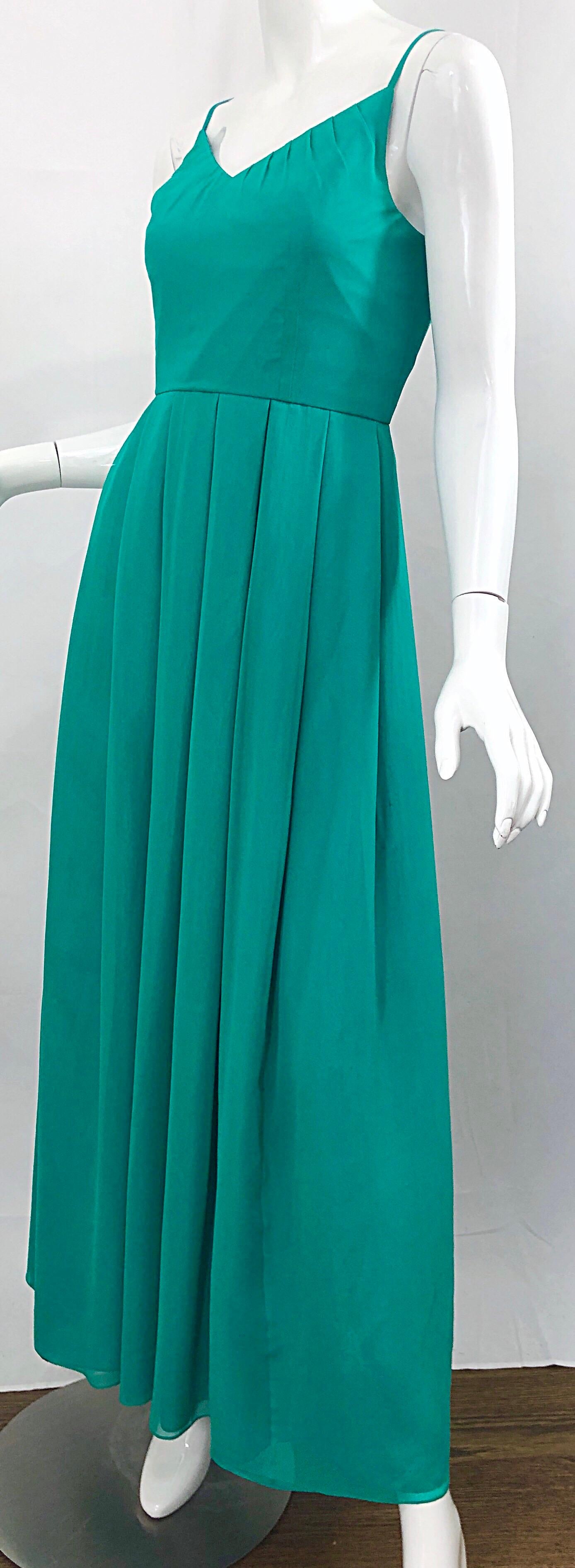 Beautiful 1970s Current Size 8 / 10 Teal Blue Aqua Silk Chiffon Couture ...