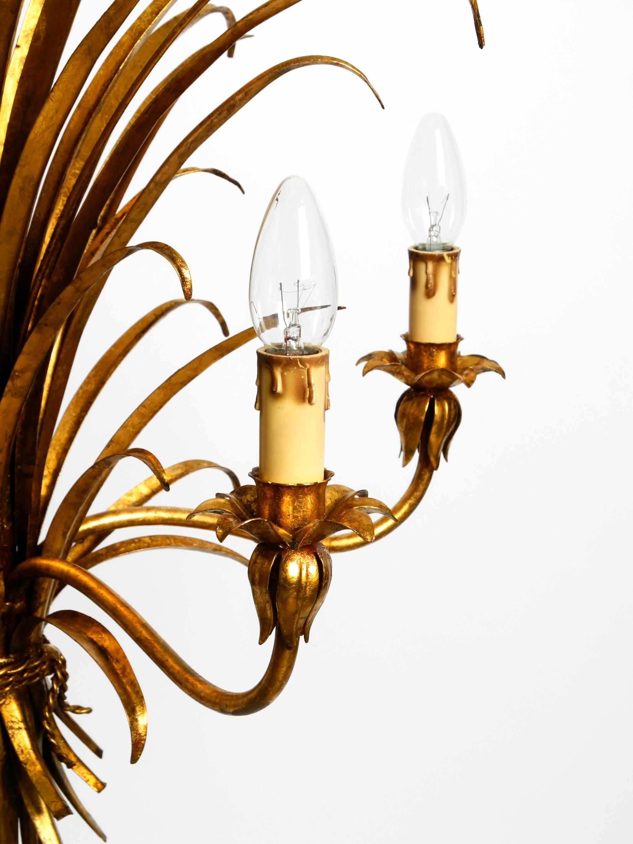 Beautiful 1970s gold-plated 5-arm tall metal chandelier by Hans Kögl For Sale 6