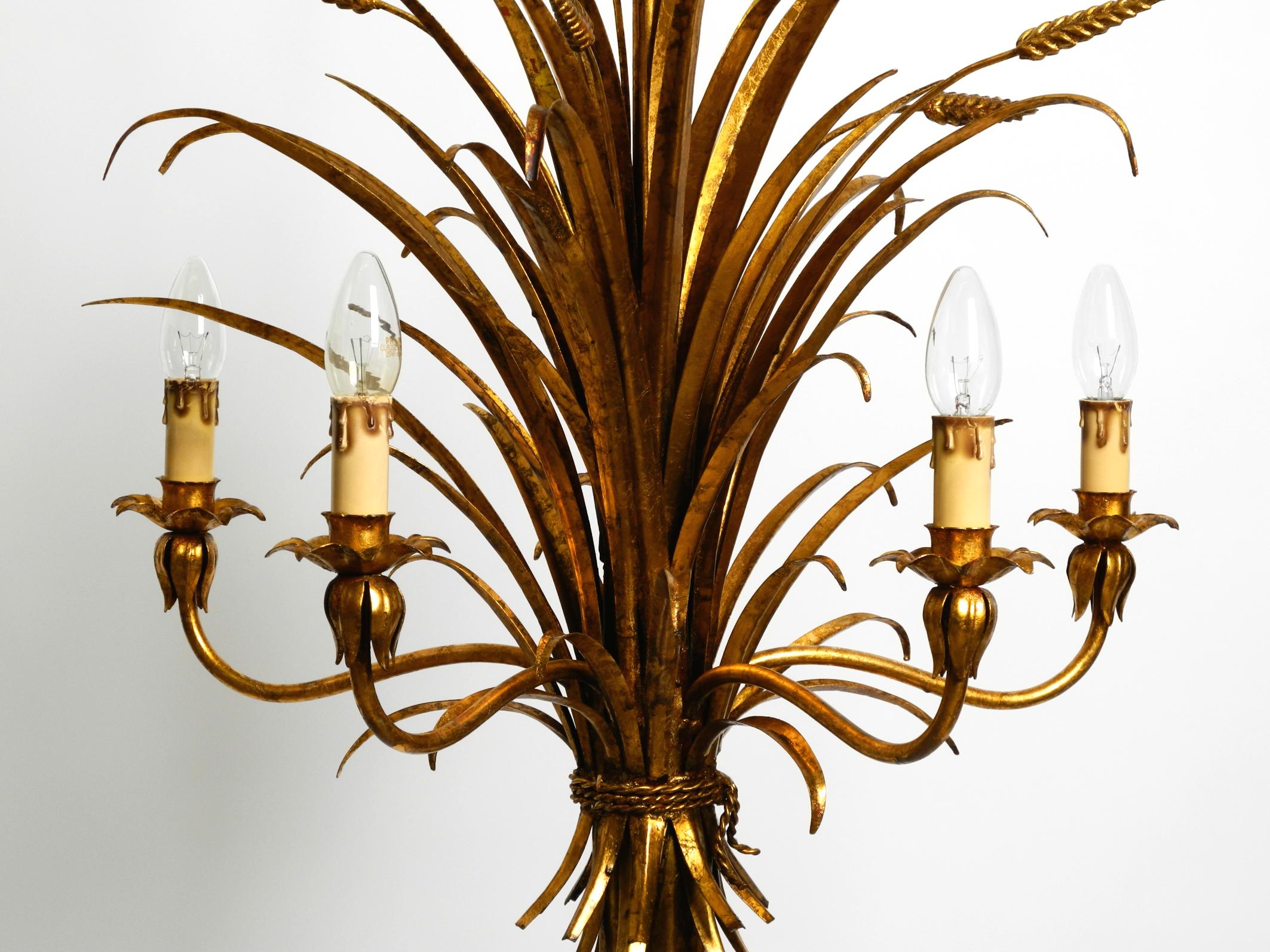Beautiful 1970s gold-plated 5-arm tall metal chandelier by Hans Kögl For Sale 7