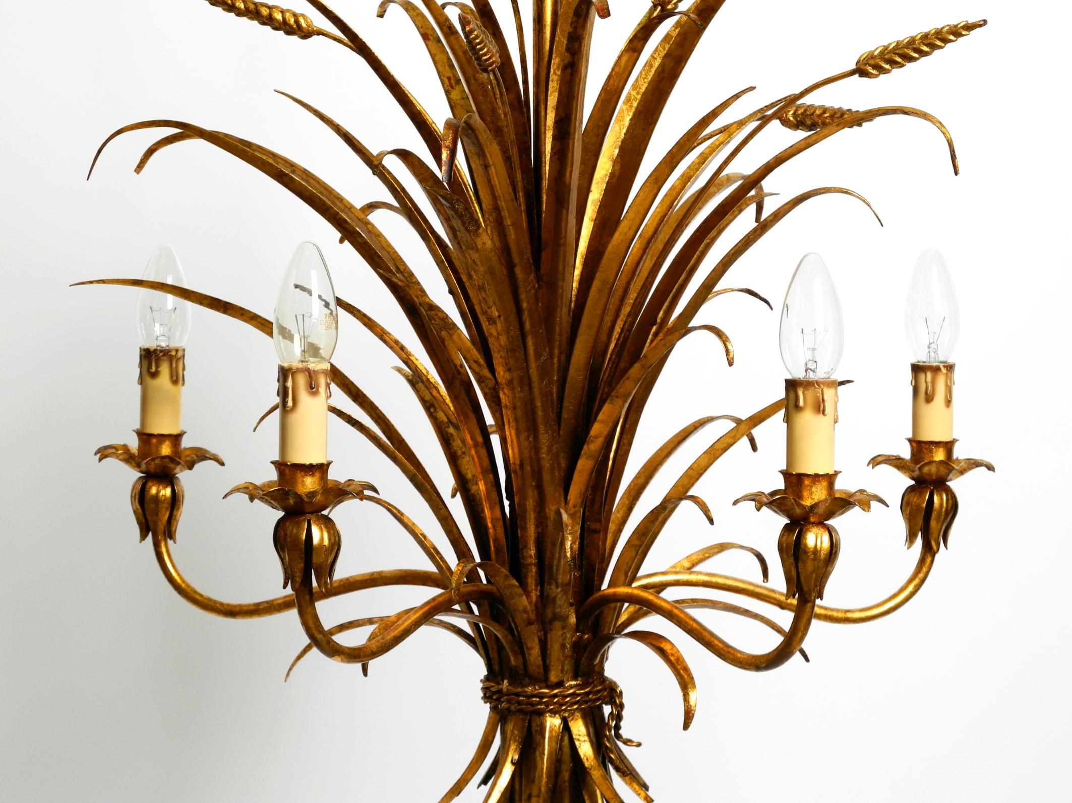 Beautiful 1970s gold-plated 5-arm tall metal chandelier by Hans Kögl For Sale 1