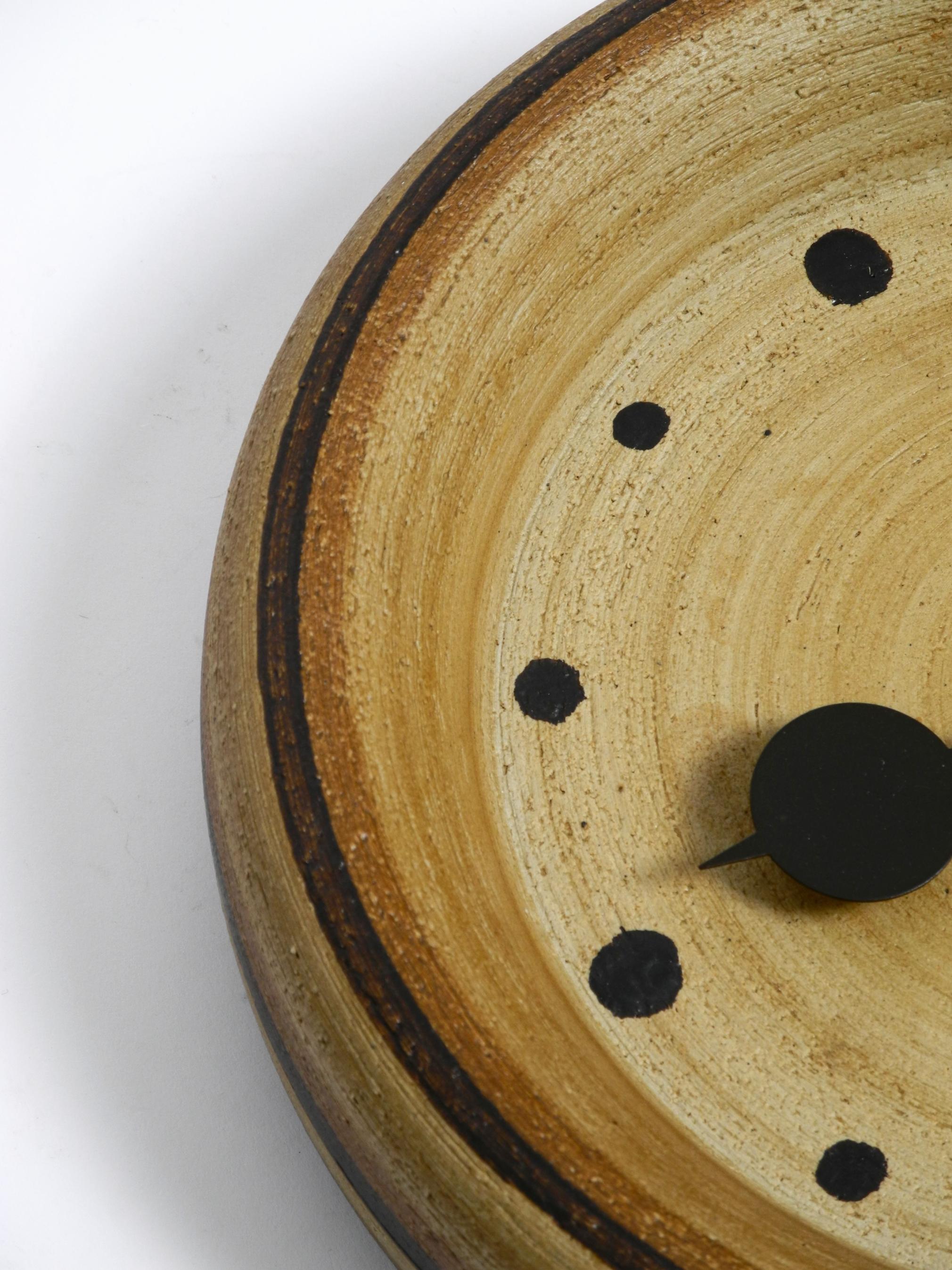 Beautiful 1970s handmade round ceramic wall clock 6