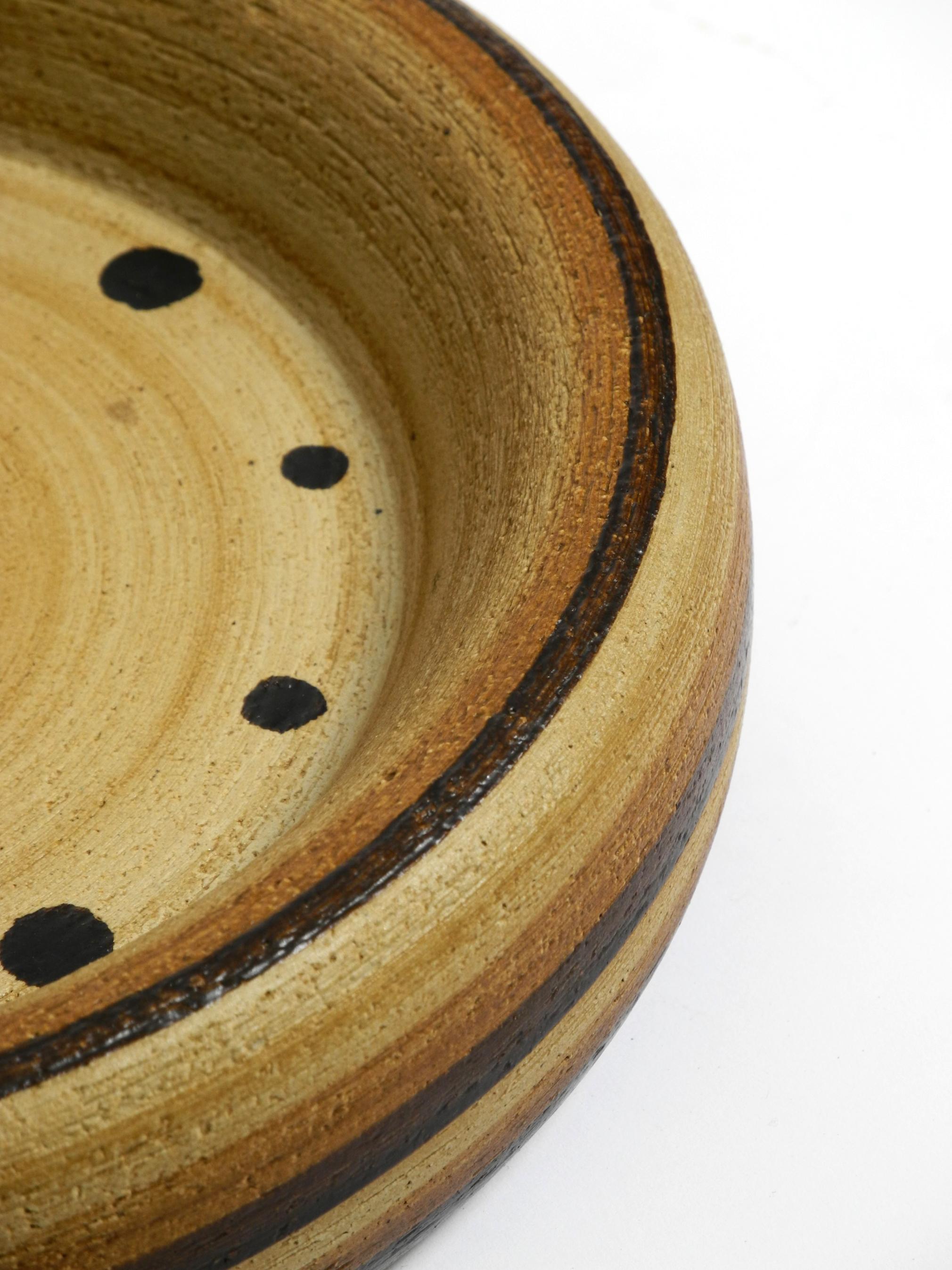 Ceramic Beautiful 1970s handmade round ceramic wall clock