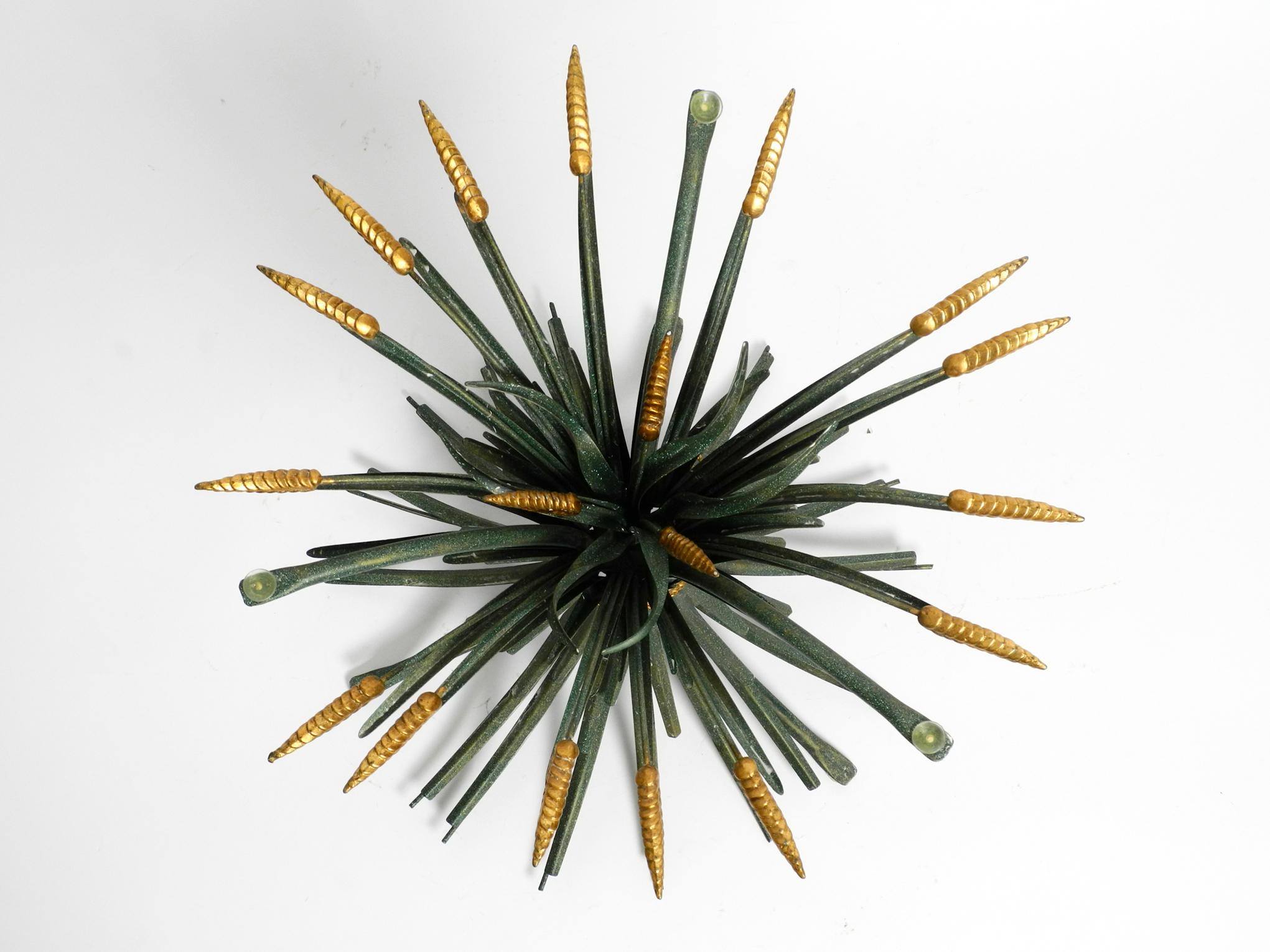 Beautiful 1970s Large Ears of Wheat Coffee Table in Green and Gold-Plated 6