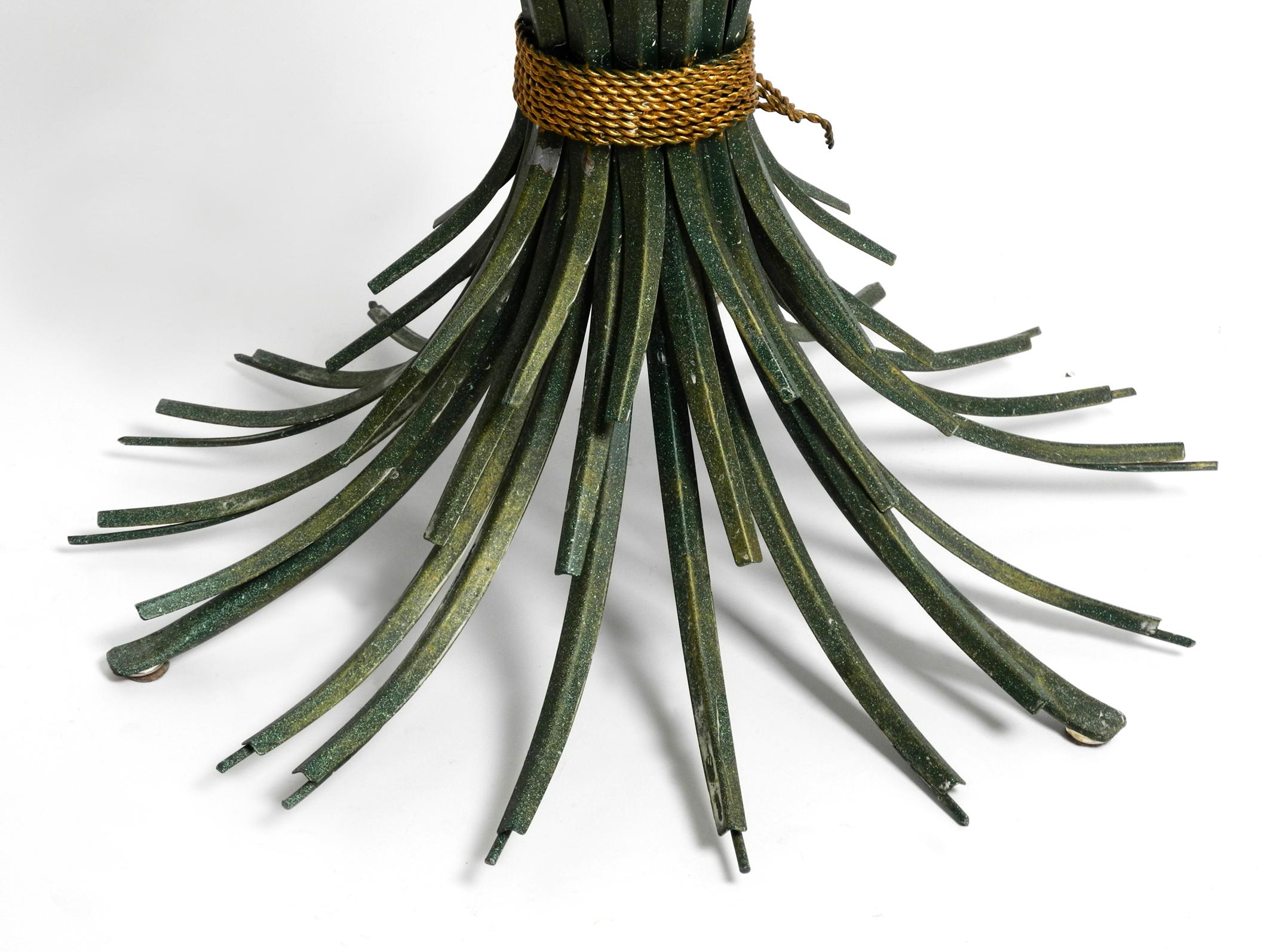 Beautiful 1970s Large Ears of Wheat Coffee Table in Green and Gold-Plated 2