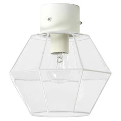 Bellissima lampada da soffitto in vetro di Limburg degli anni '70 a forma di ottagono