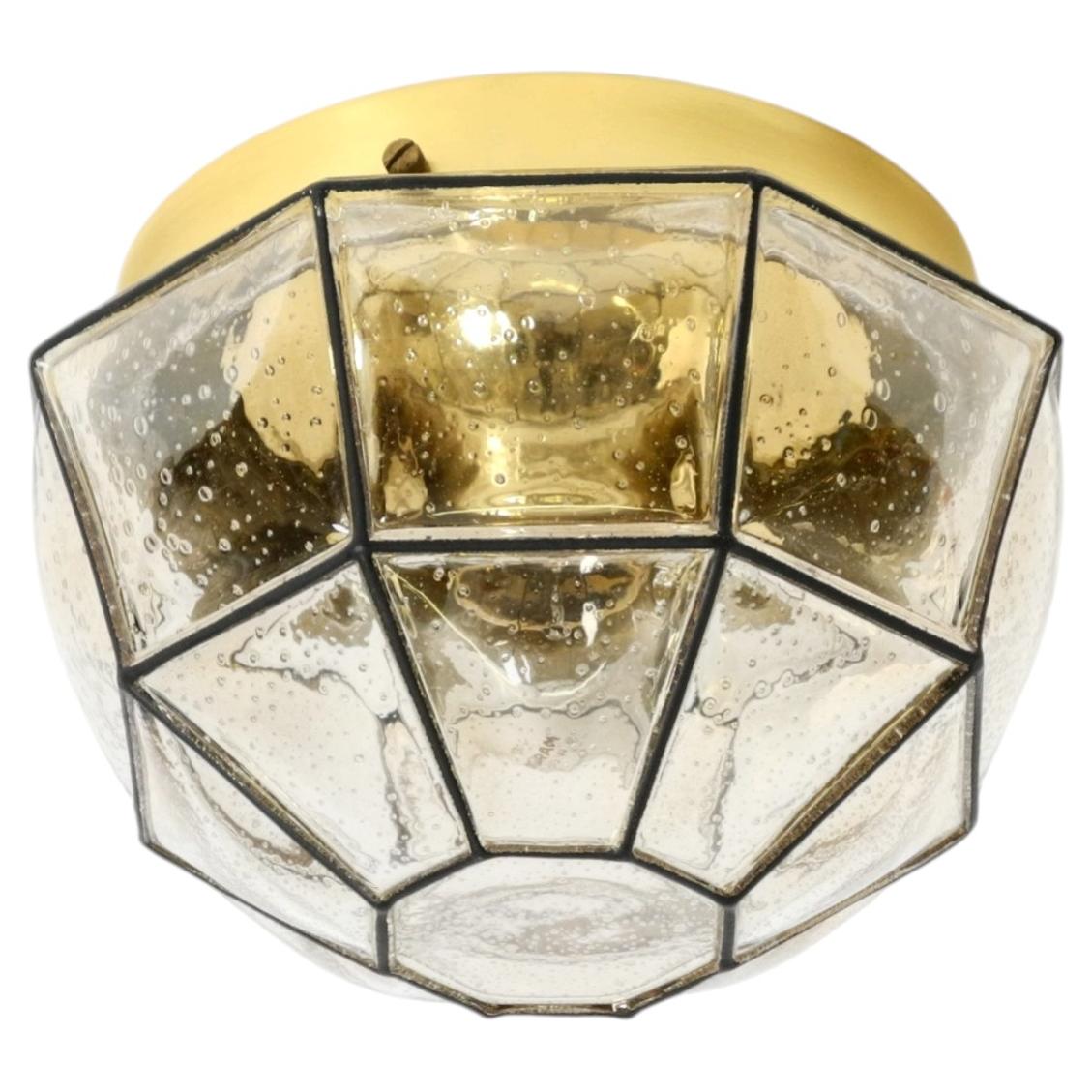 Beautiful 1970s Limburg glass ceiling lamp in octagon shape