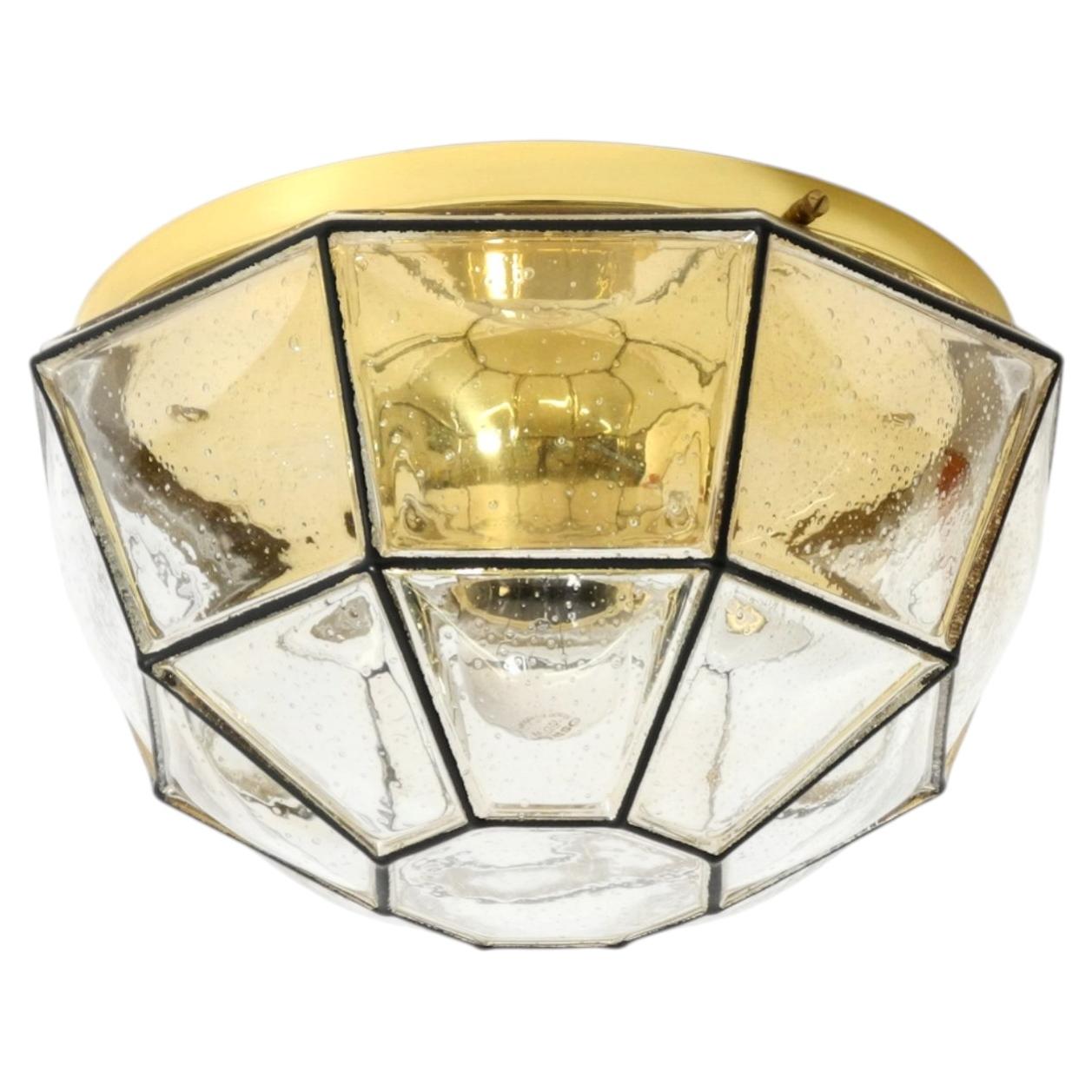 Beautiful 1970s Limburg glass ceiling lamp in octagon shape