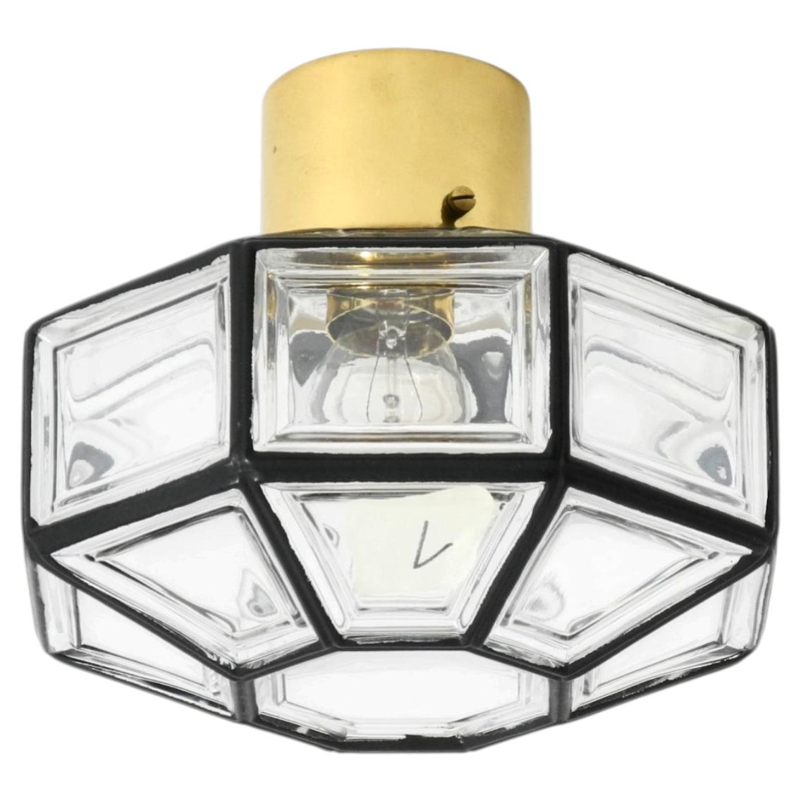 Beautiful 1970s Limburg glass ceiling lamp in octagon shape, Model 2756 For Sale